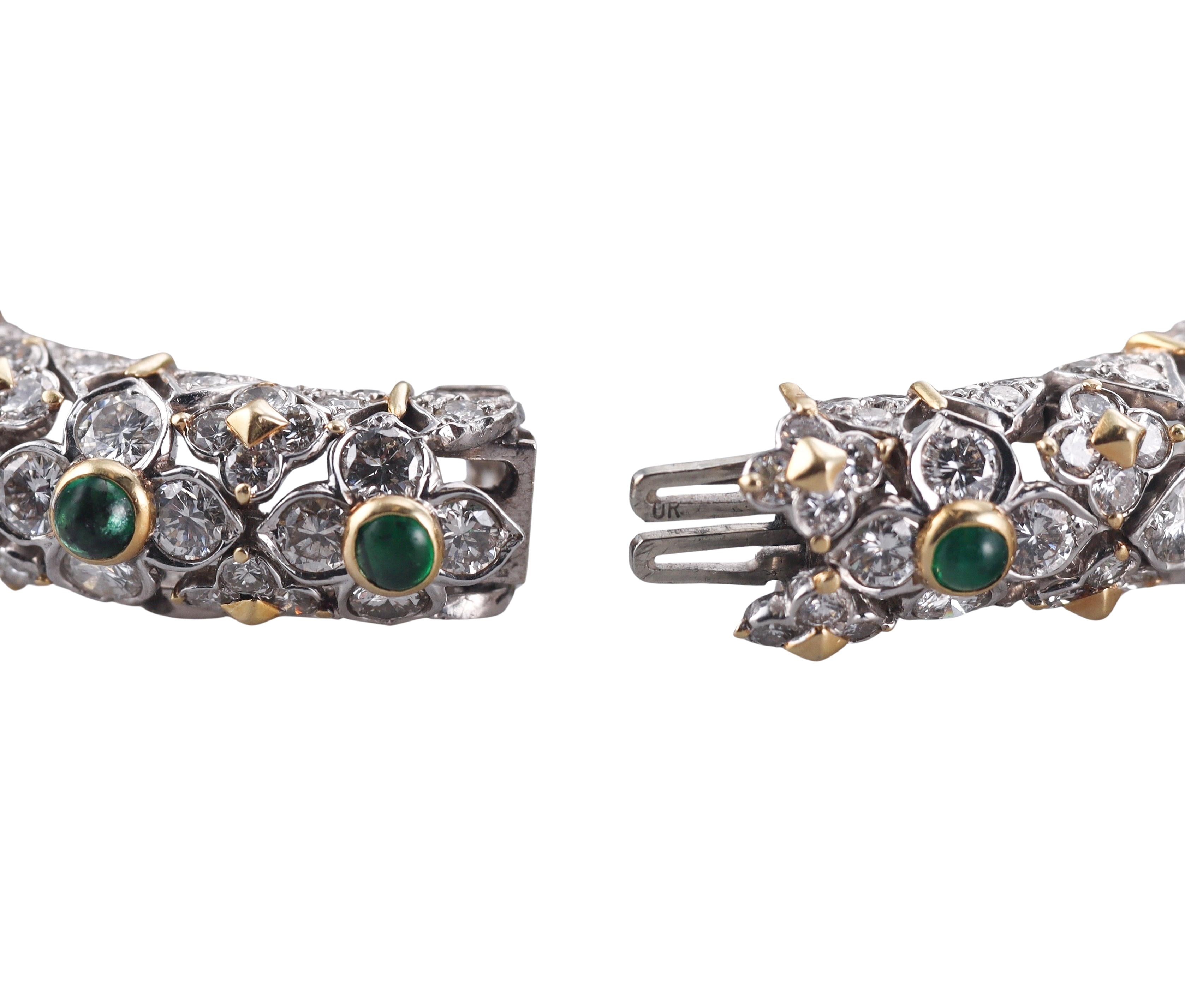 David Webb 27 Carat Diamond Emerald Pearl Gold Platinum Panther Bracelet Watch