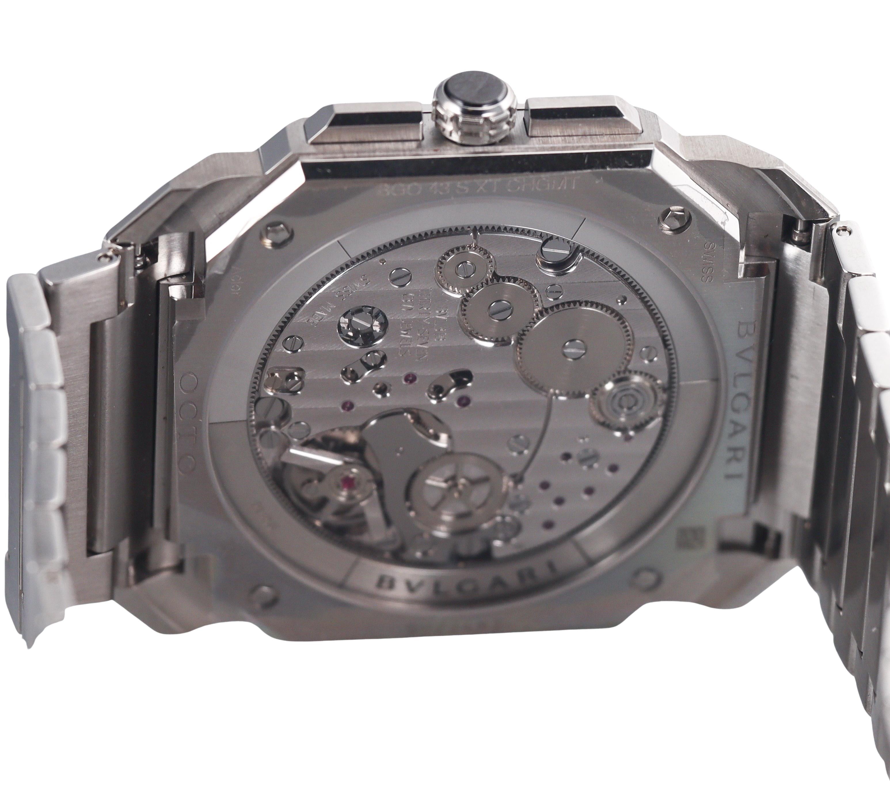 Bulgari Octo Finissimo Satin Steel Chronograph Ultra Thin Watch BGO S XT CH GMT