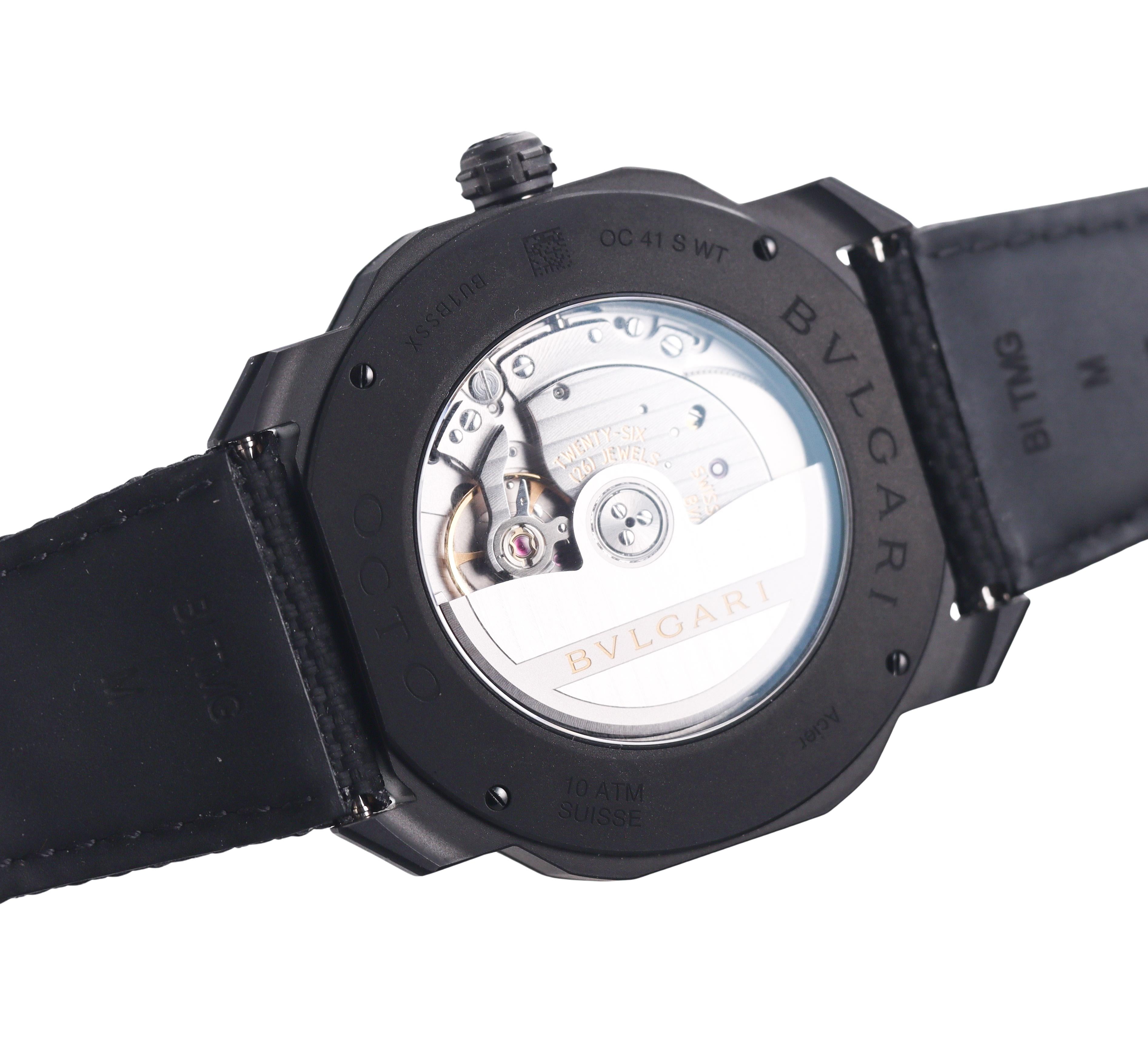 Bulgari Octo Roma World Timer Black Automatic Watch OC 41 S WT