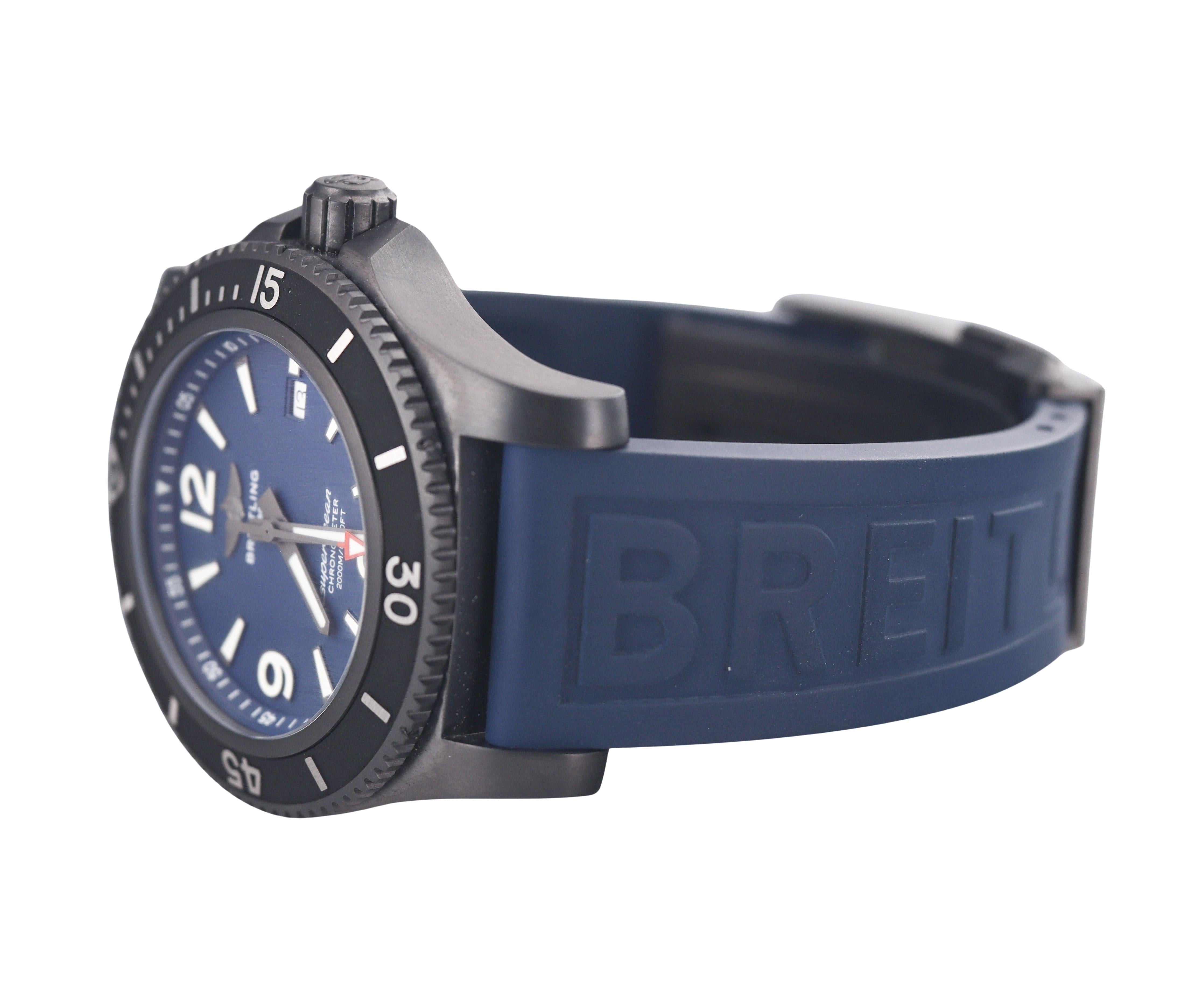 Breitling Superocean Automatic 46 Black Steel Blue Watch M17368