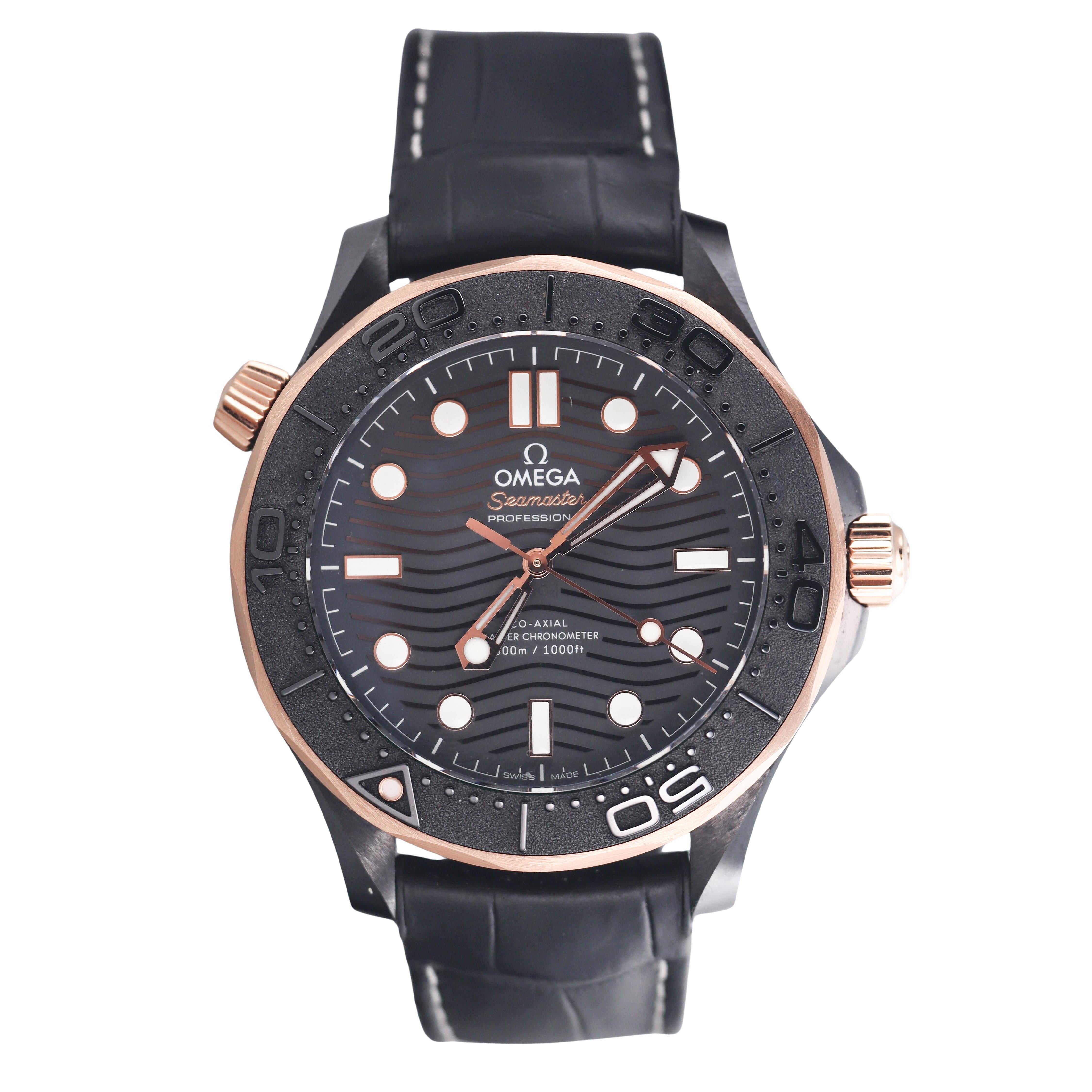 Omega Seamaster Diver 300m Ceramic Sedna Gold Automatic Watch  210.62.44.20.01.0