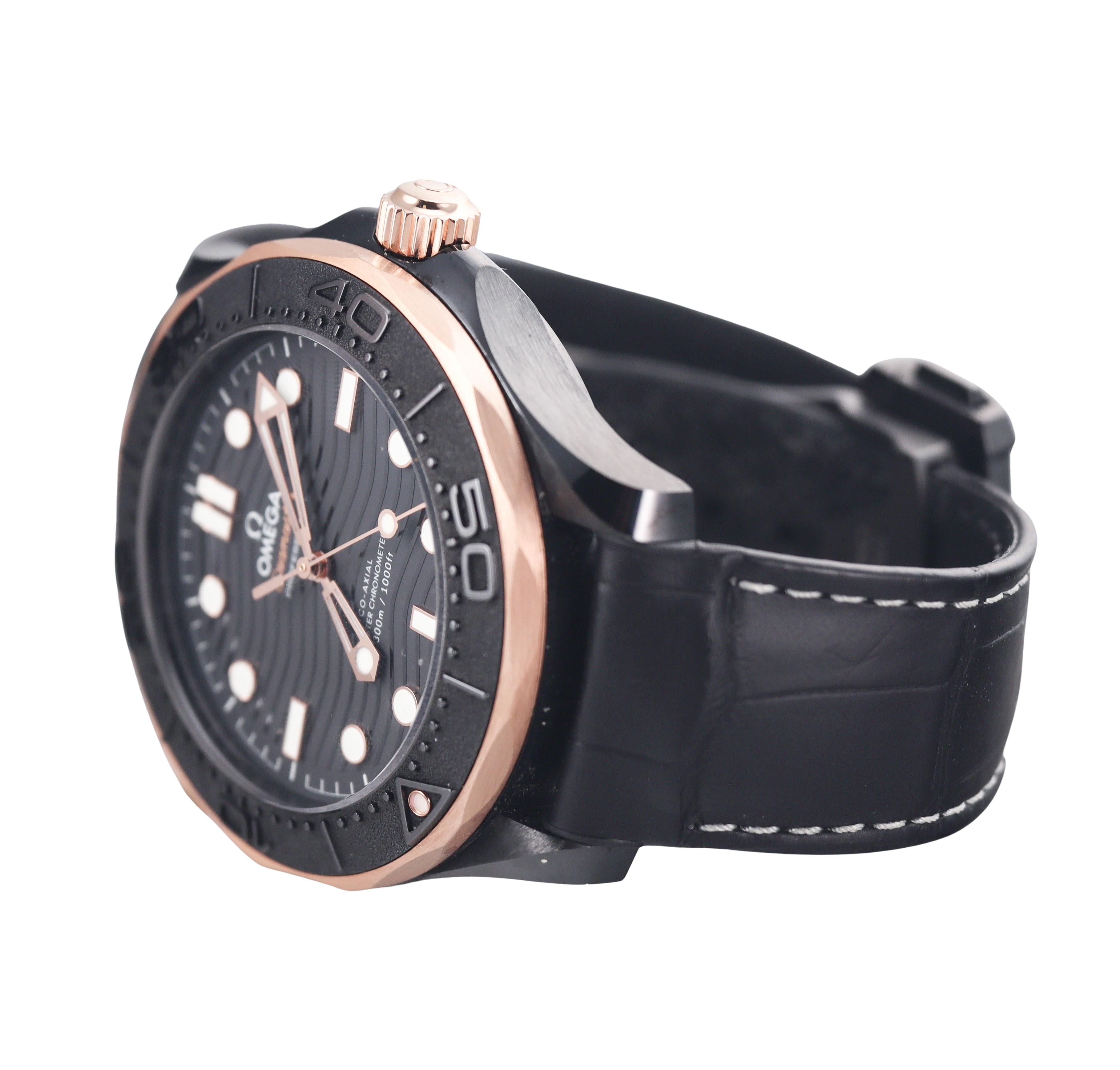 Omega Seamaster Diver 300m Ceramic Sedna Gold Automatic Watch  210.62.44.20.01.0