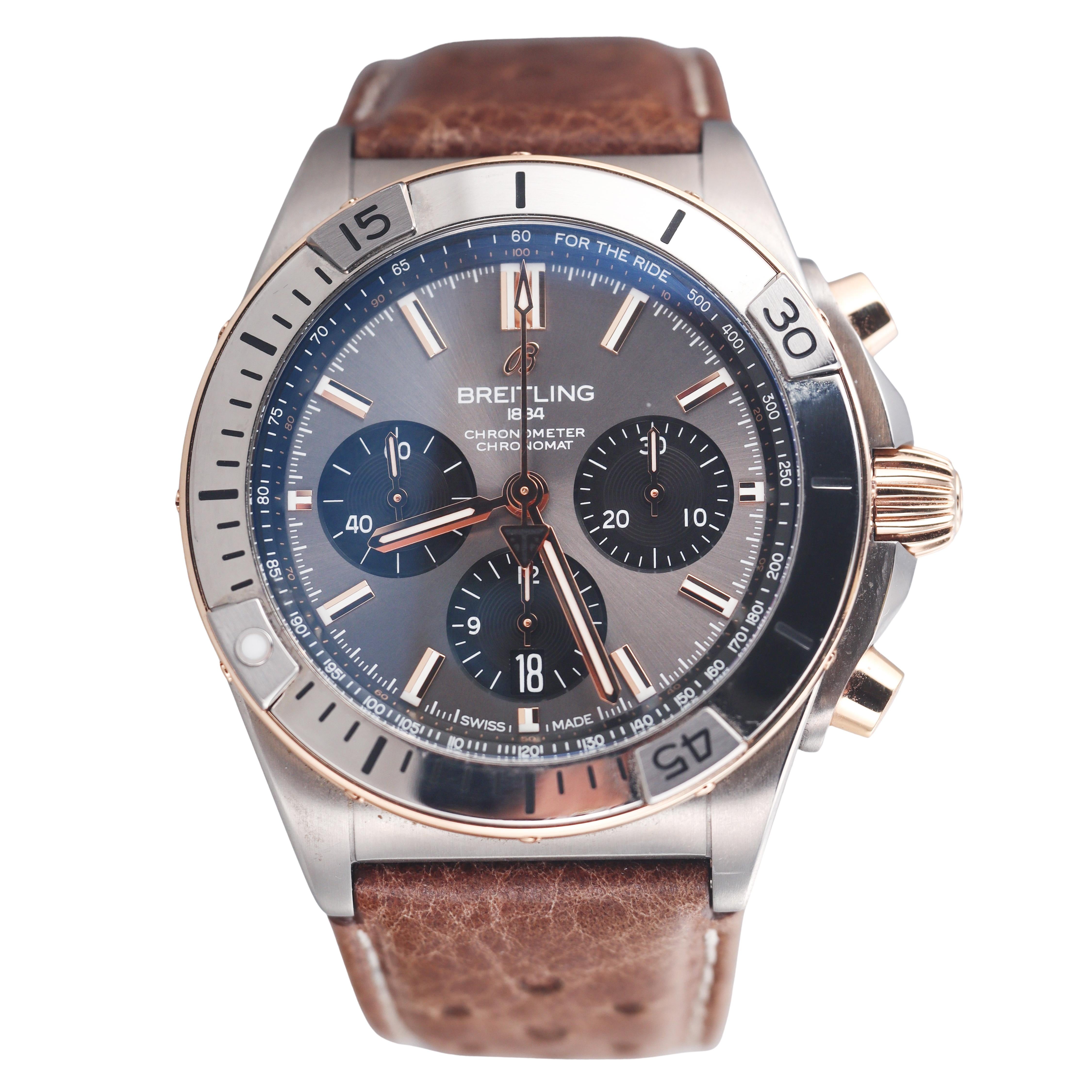 Breitling Chronomat B01 42 Triumph Rose Gold Titanium Chronograph Watch TB0134