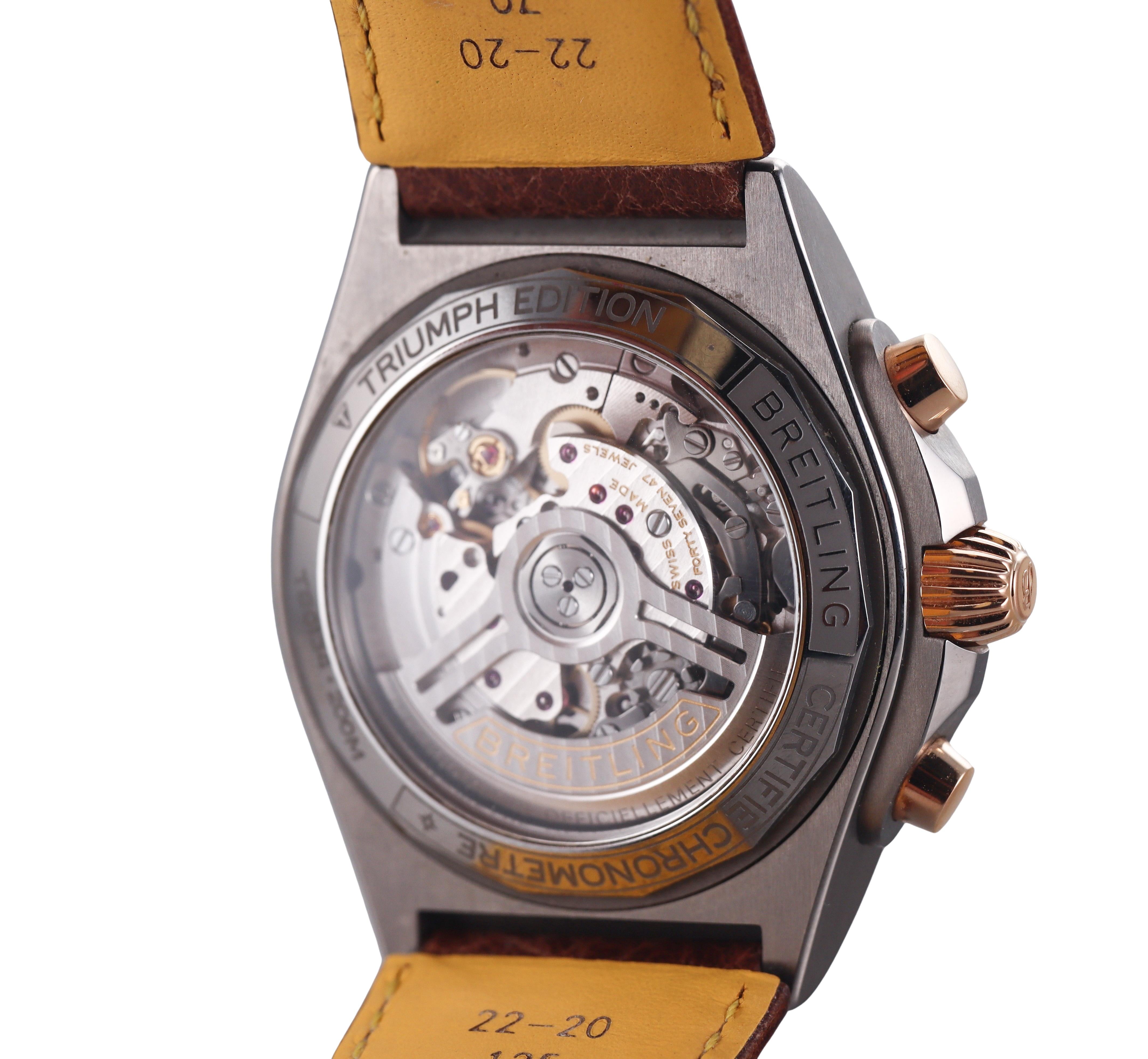Breitling Chronomat B01 42 Triumph Rose Gold Titanium Chronograph Watch TB0134