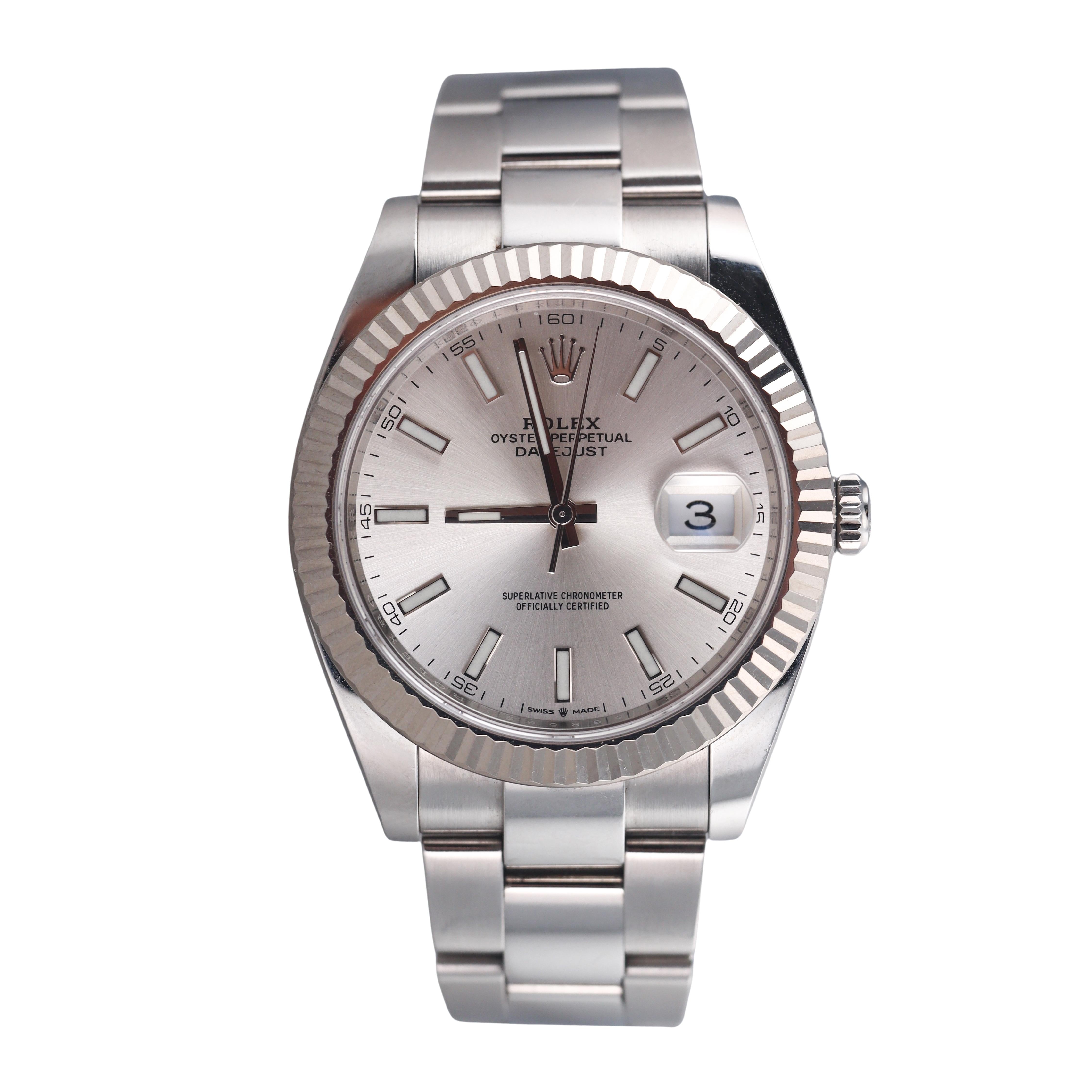 Rolex Datejust 41mm Silvered Dial Stainless Steel Watch 126334