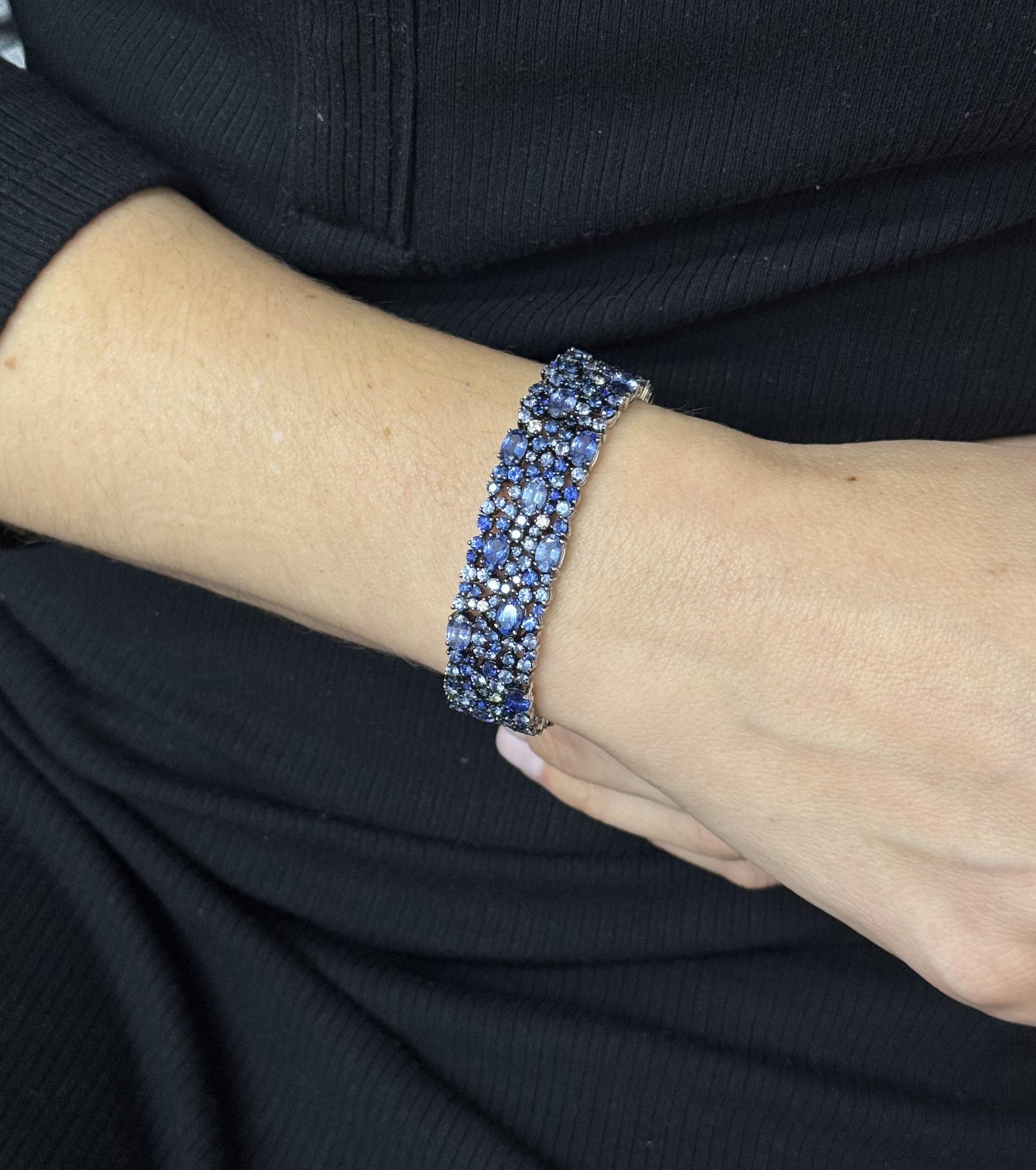 Robert Procop 27ctw No Heat Sapphire Diamond Gold Bracelet