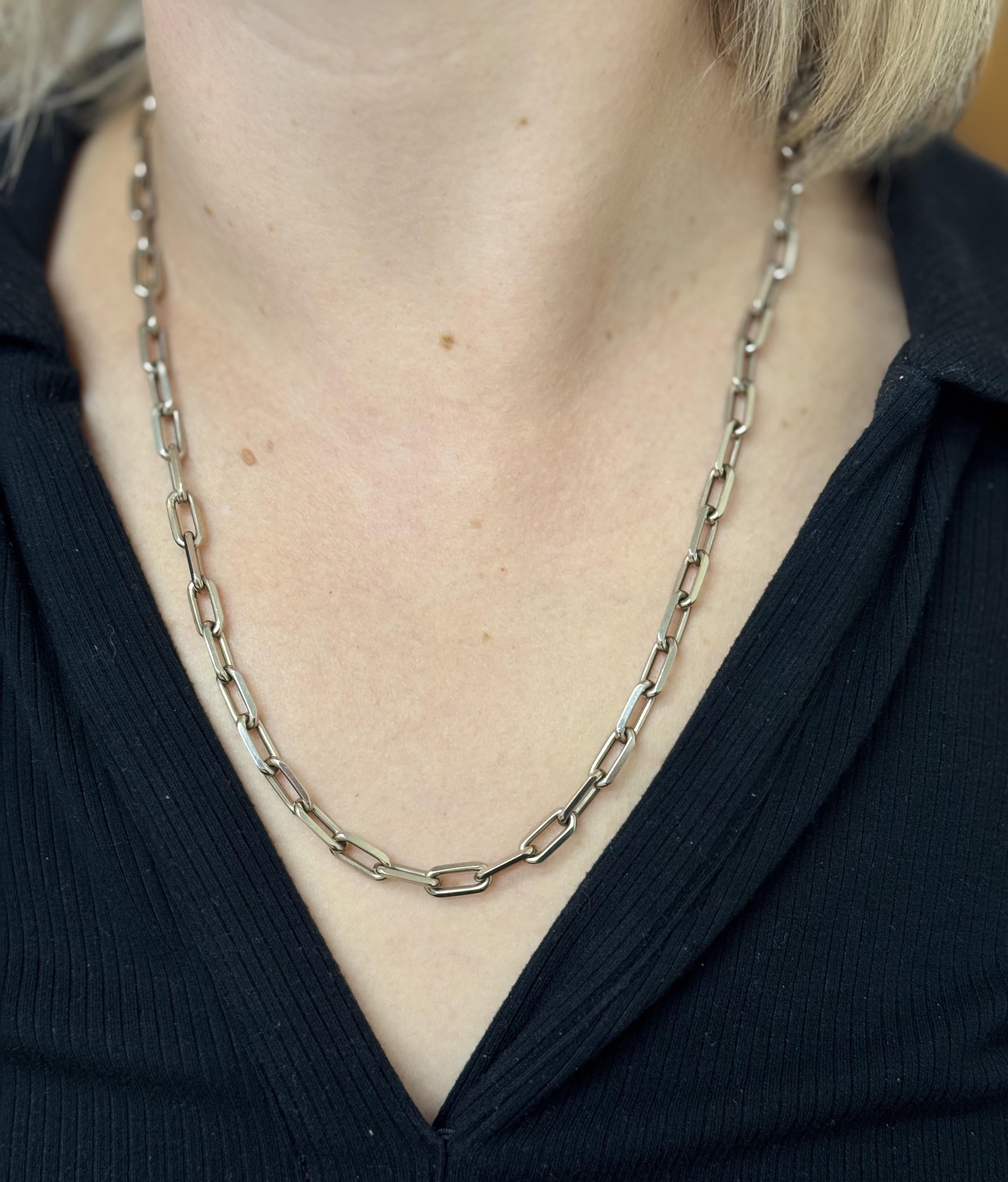 Santos de Cartier White Gold Large Link Chain Necklace
