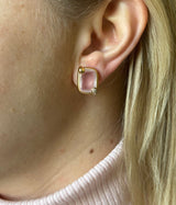Pomellato Ritratto 18k Gold Rose Quartz Diamond Earrings