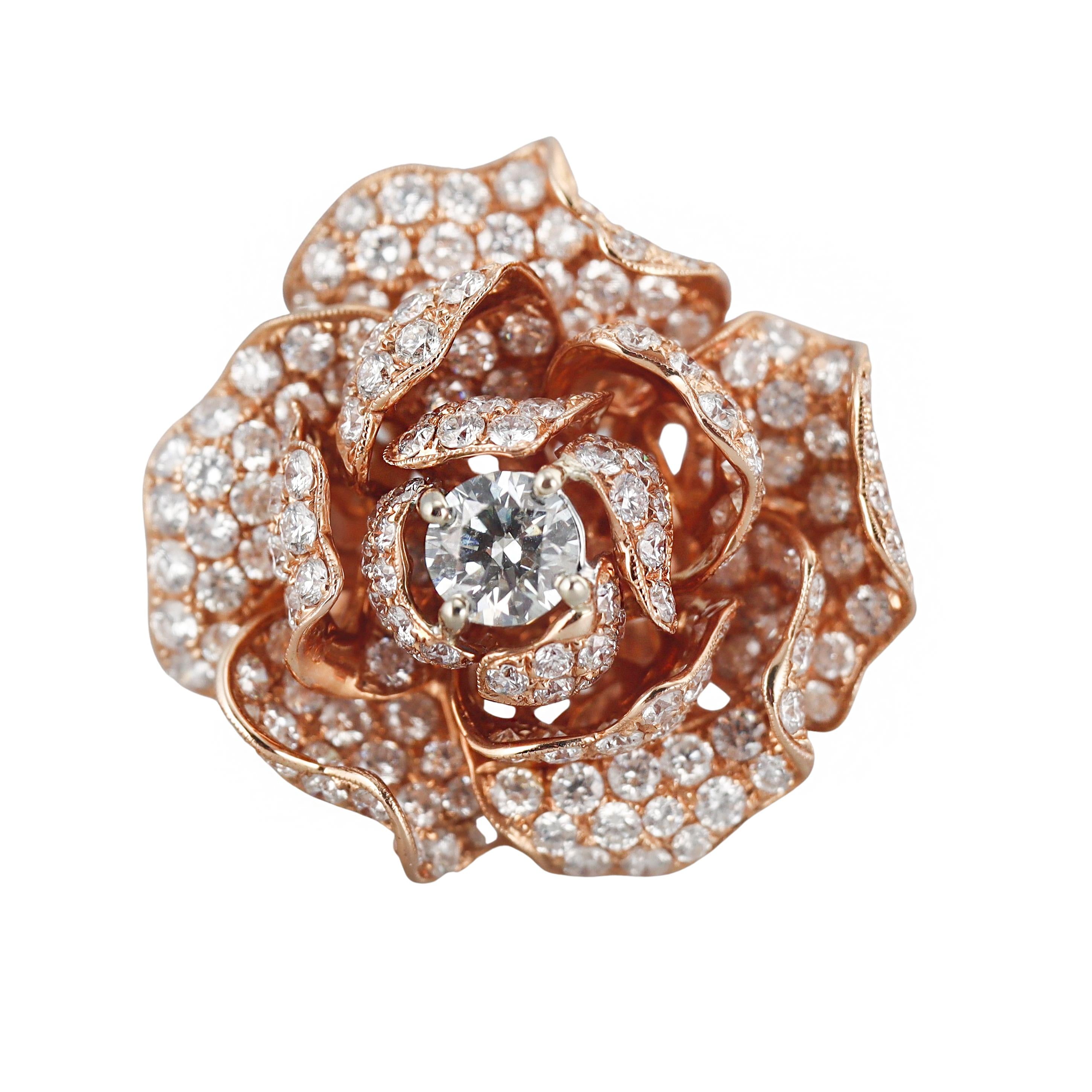 Rose Gold Diamond Flower Ring