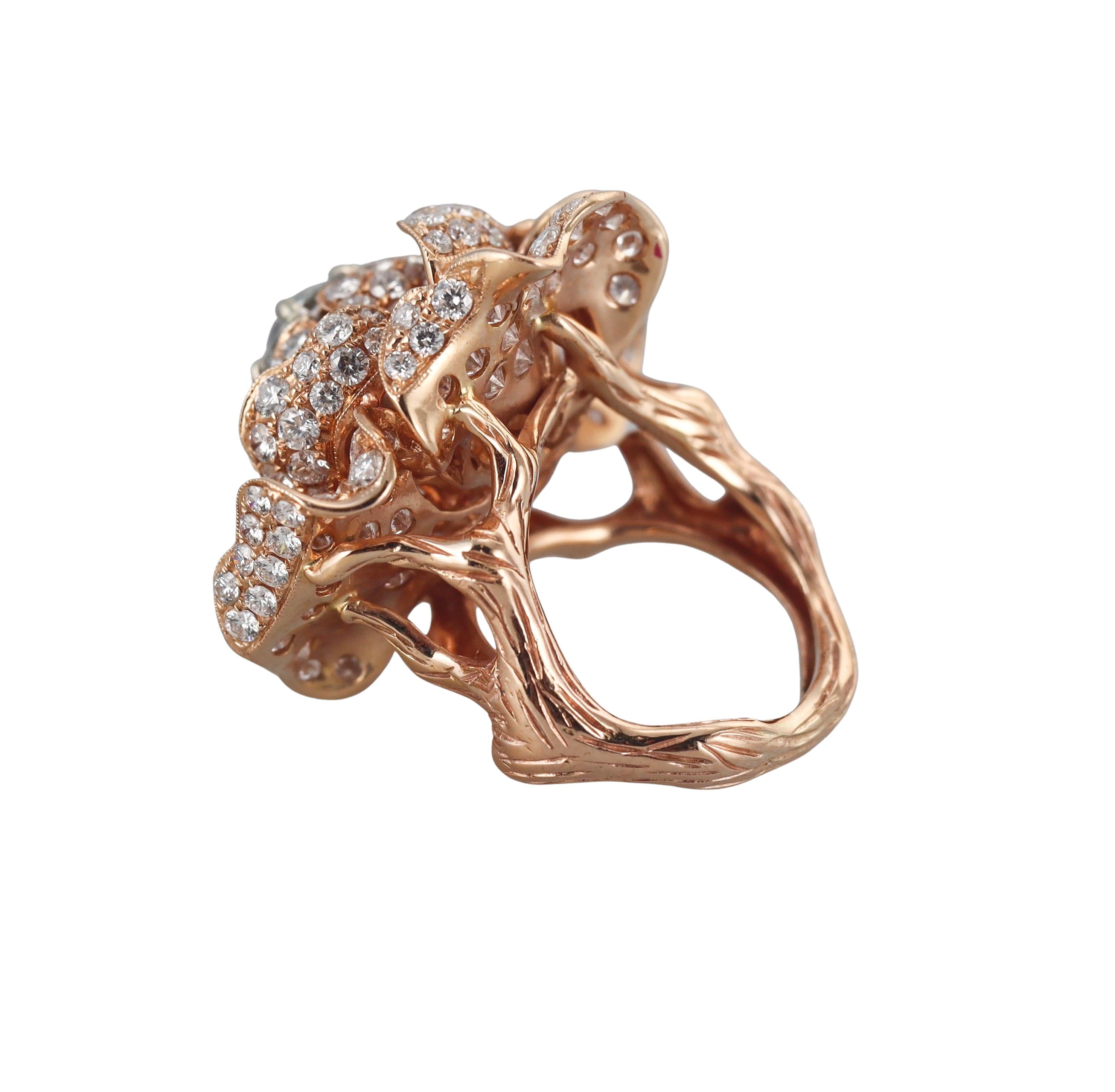 Rose Gold Diamond Flower Ring