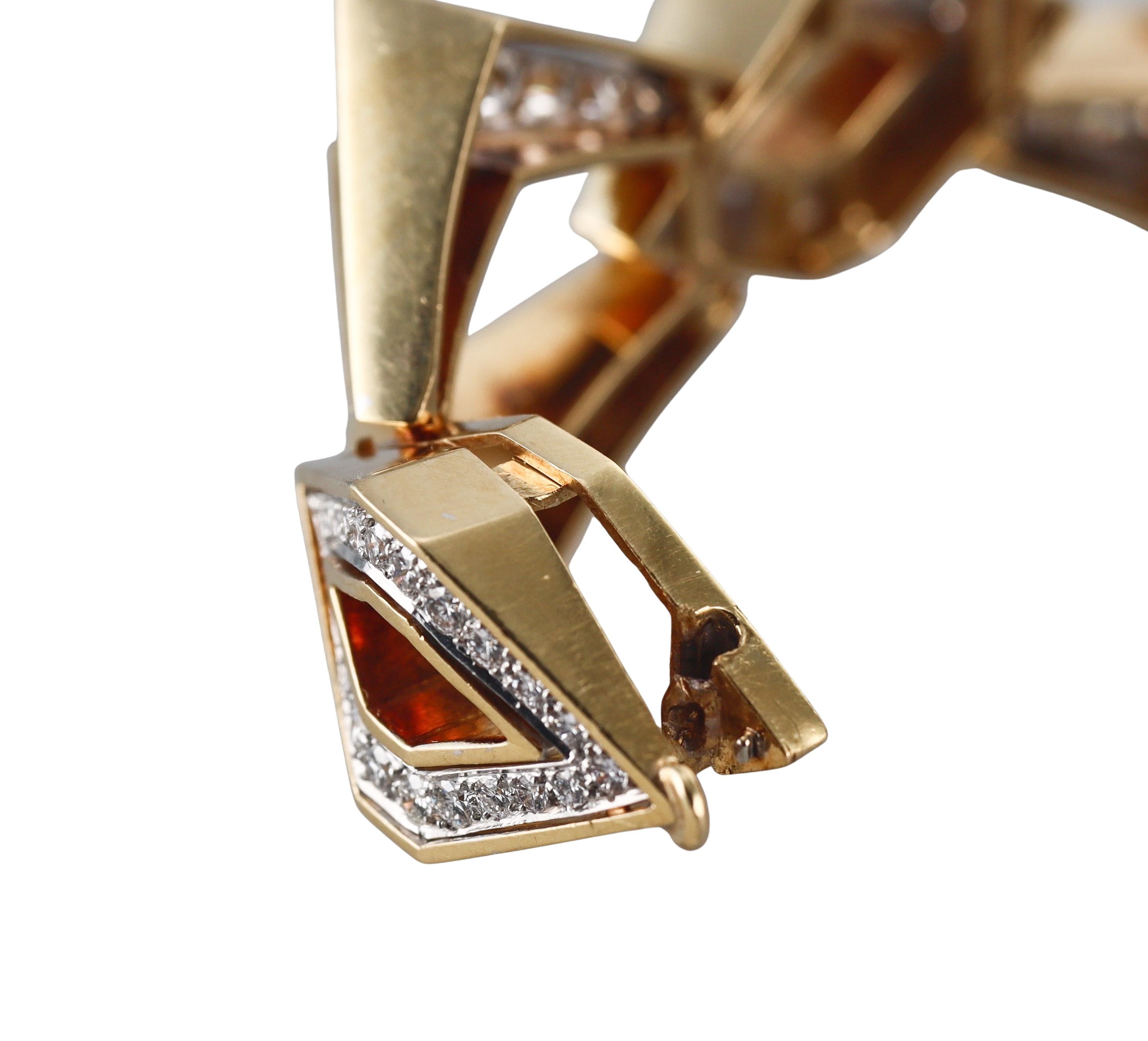 1970s Diamond Gold Geometric Link Bracelet