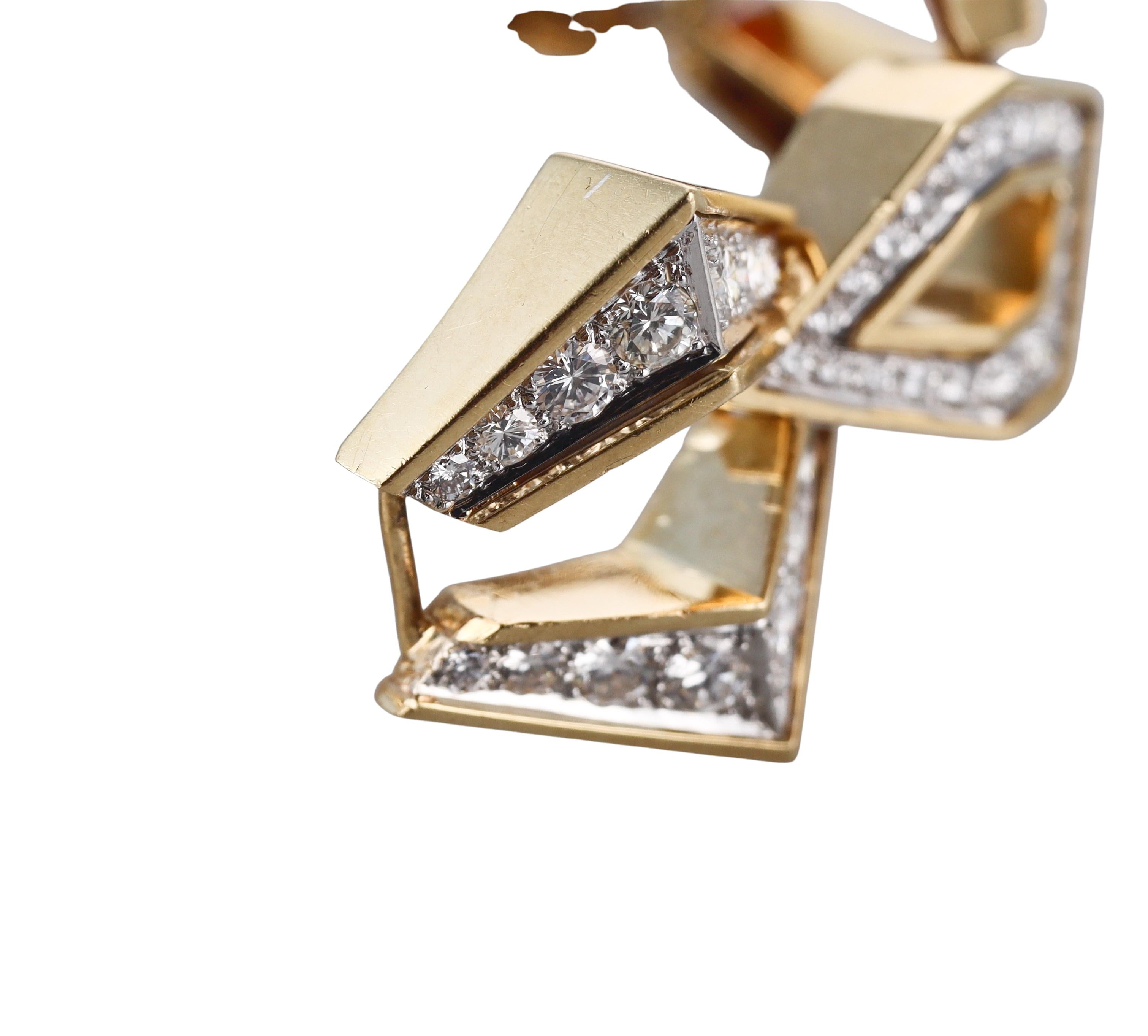 1970s Diamond Gold Geometric Link Bracelet