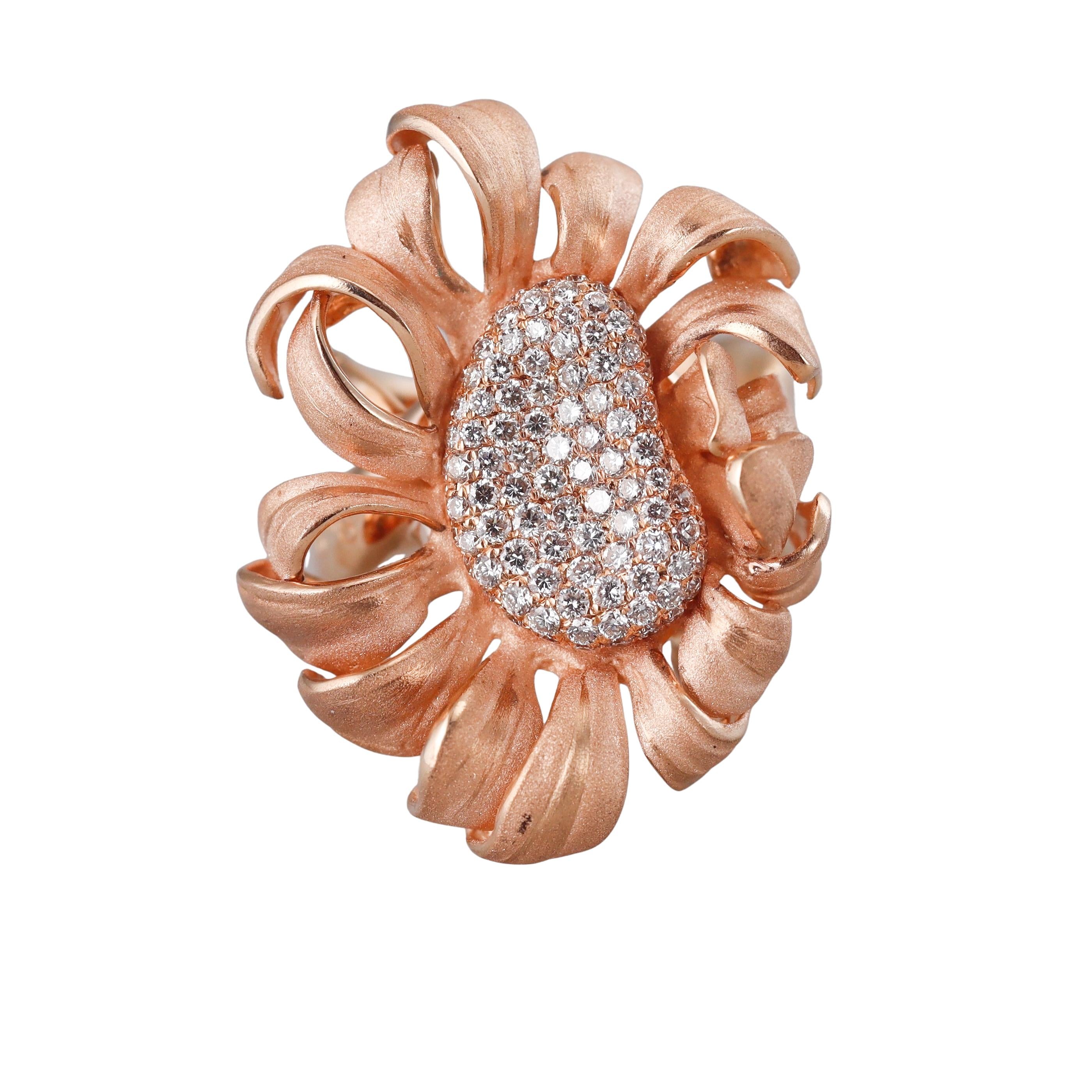 Camilli Rose Gold Diamond Flower Ring