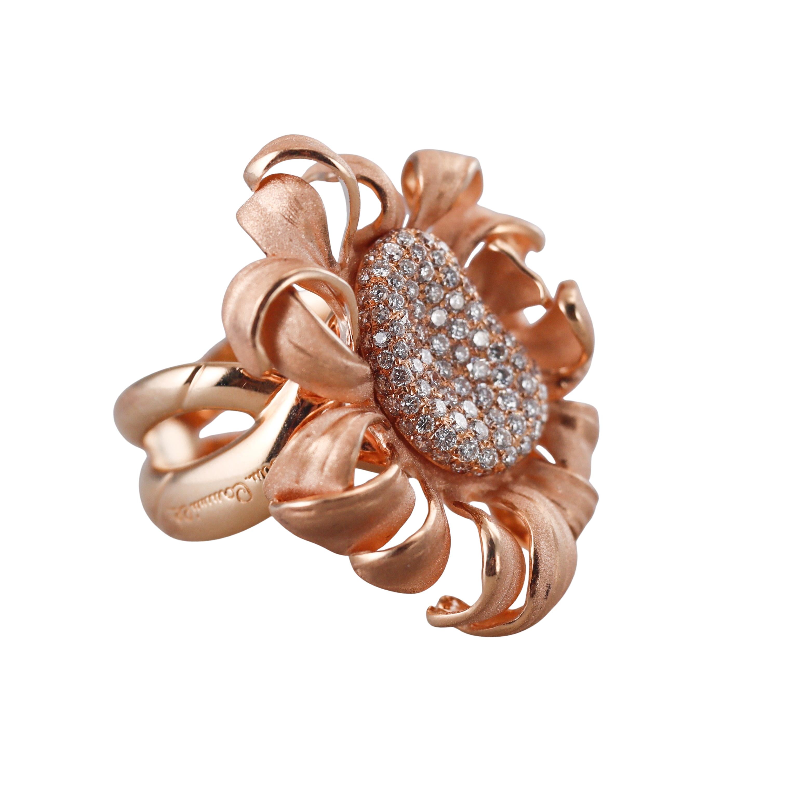 Camilli Rose Gold Diamond Flower Ring
