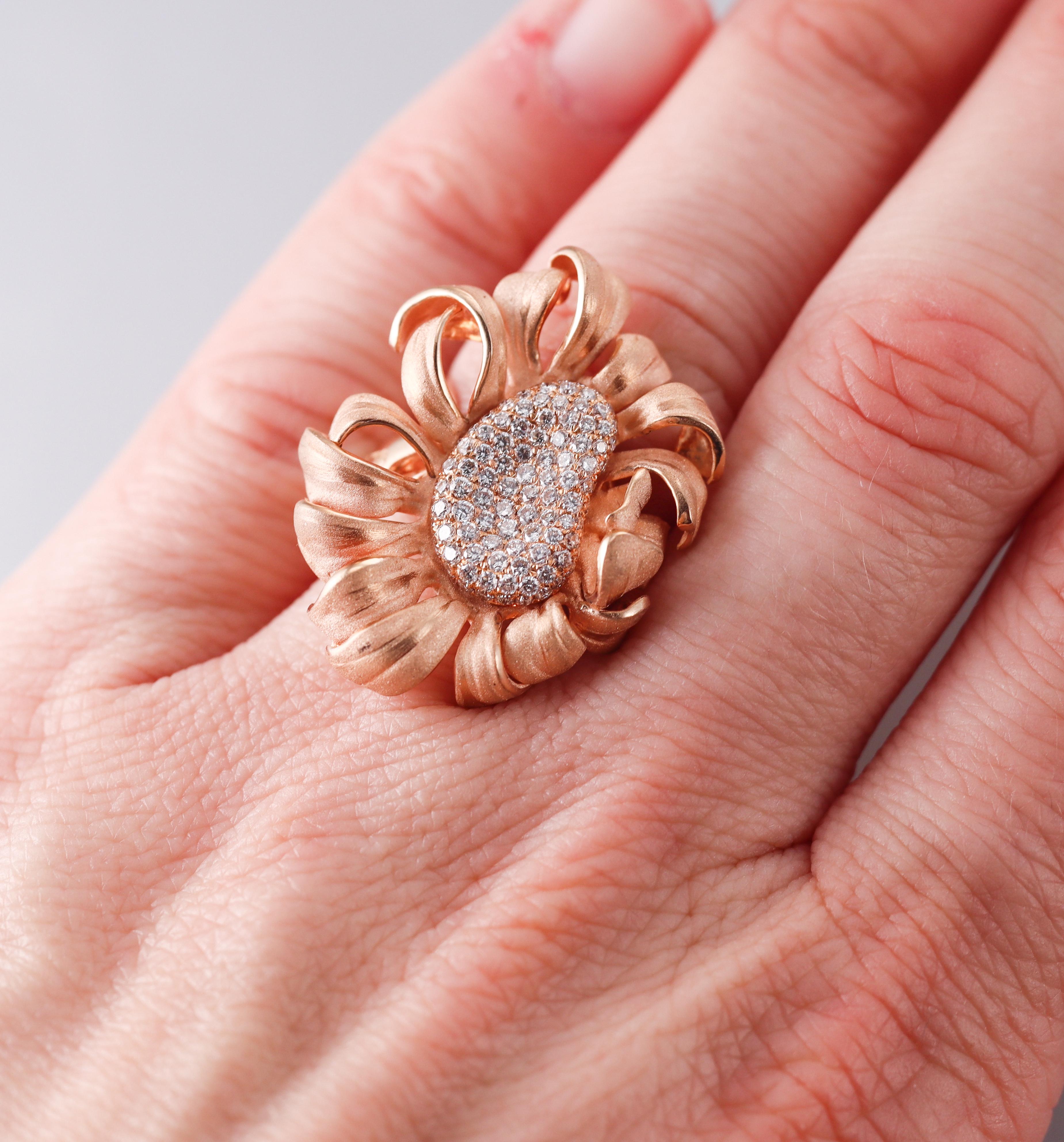 Camilli Rose Gold Diamond Flower Ring