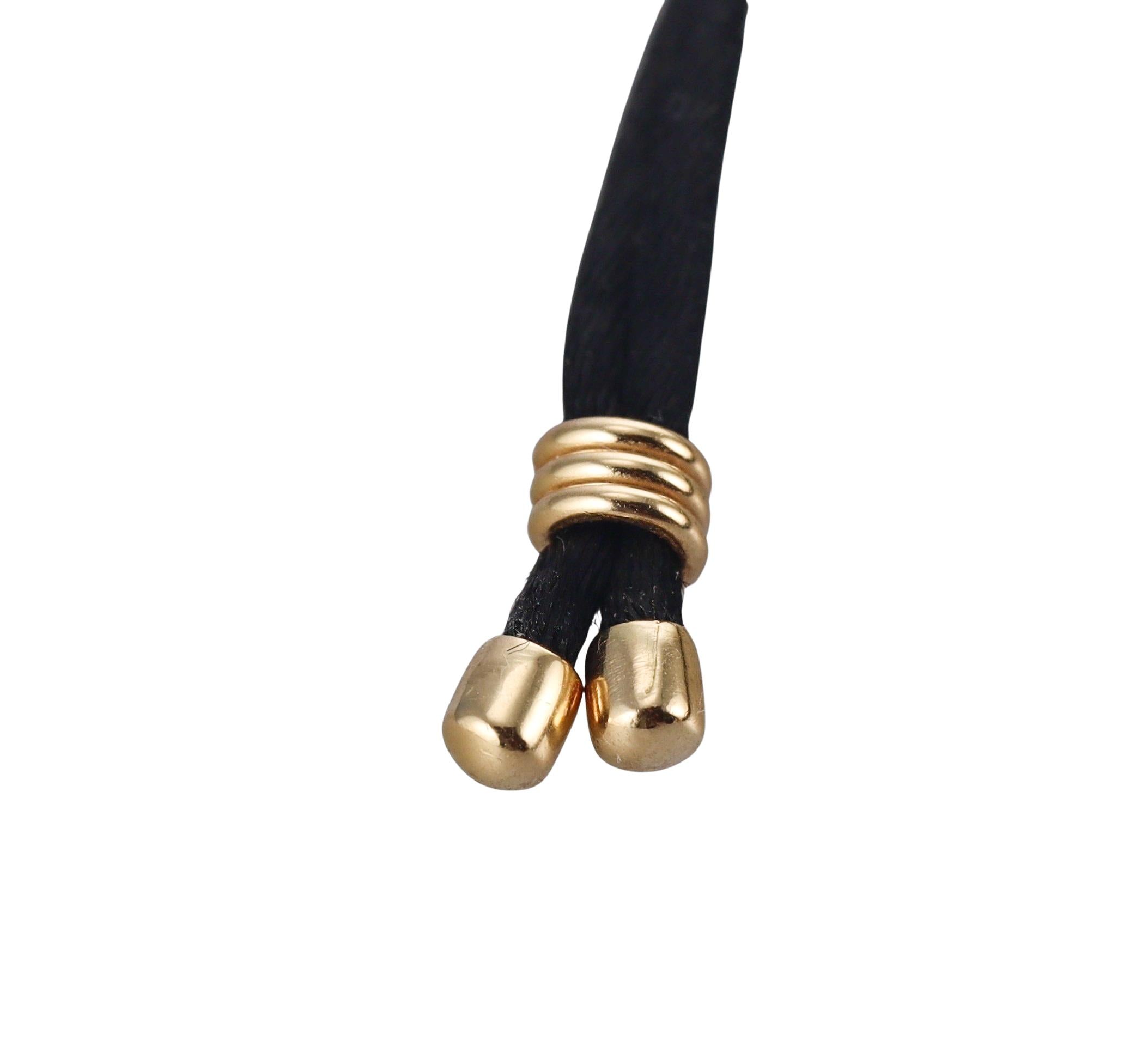 Large Tiffany & Co Paloma Picasso Zellige Gold Pendant Cord Necklace