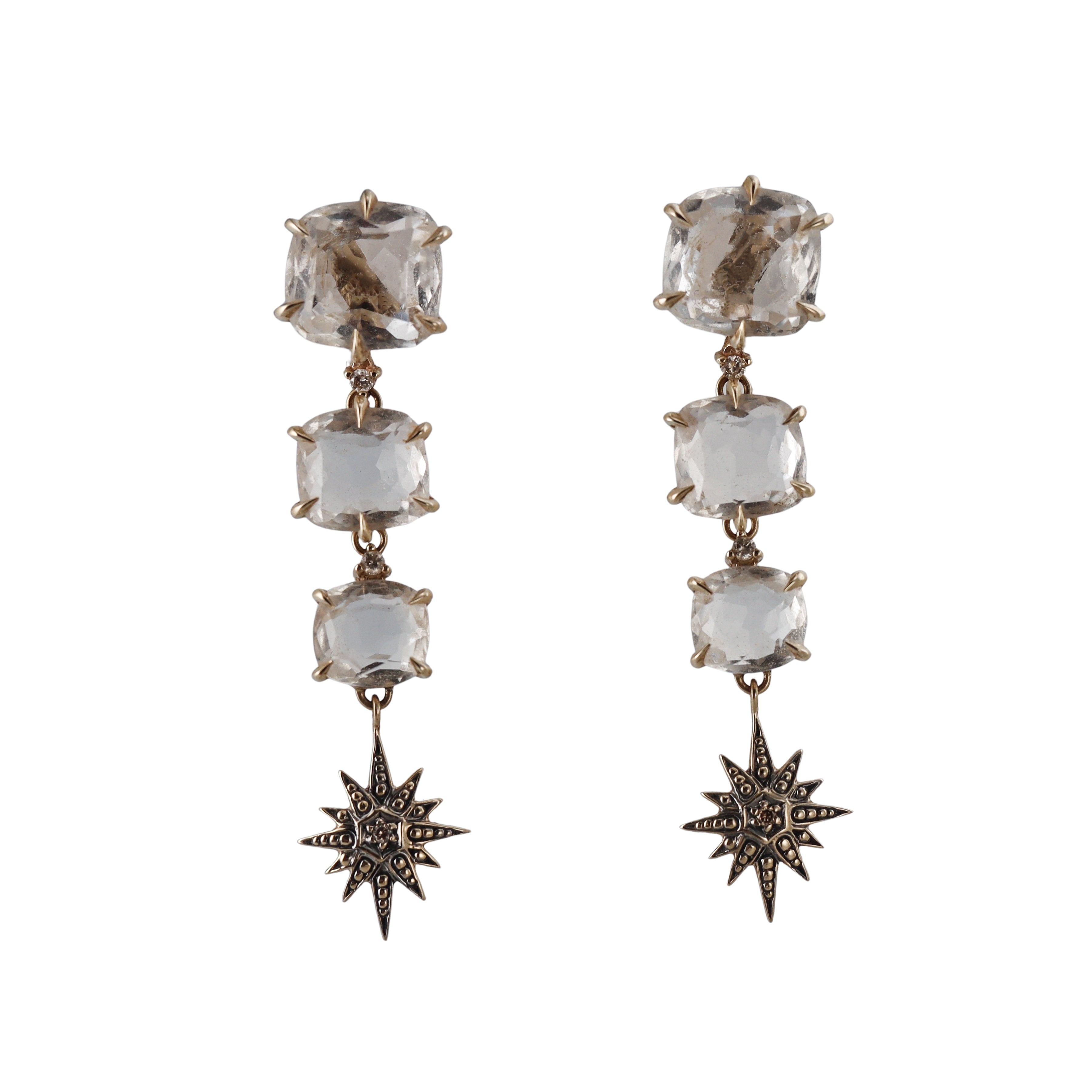 H. Stern Moonlight Noble Gold Diamond Crystal Drop Earrings