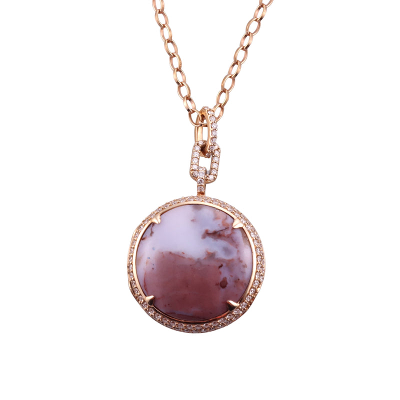 Monica Rich Kosann Gold Diamond Agate Pendant Locket Necklace