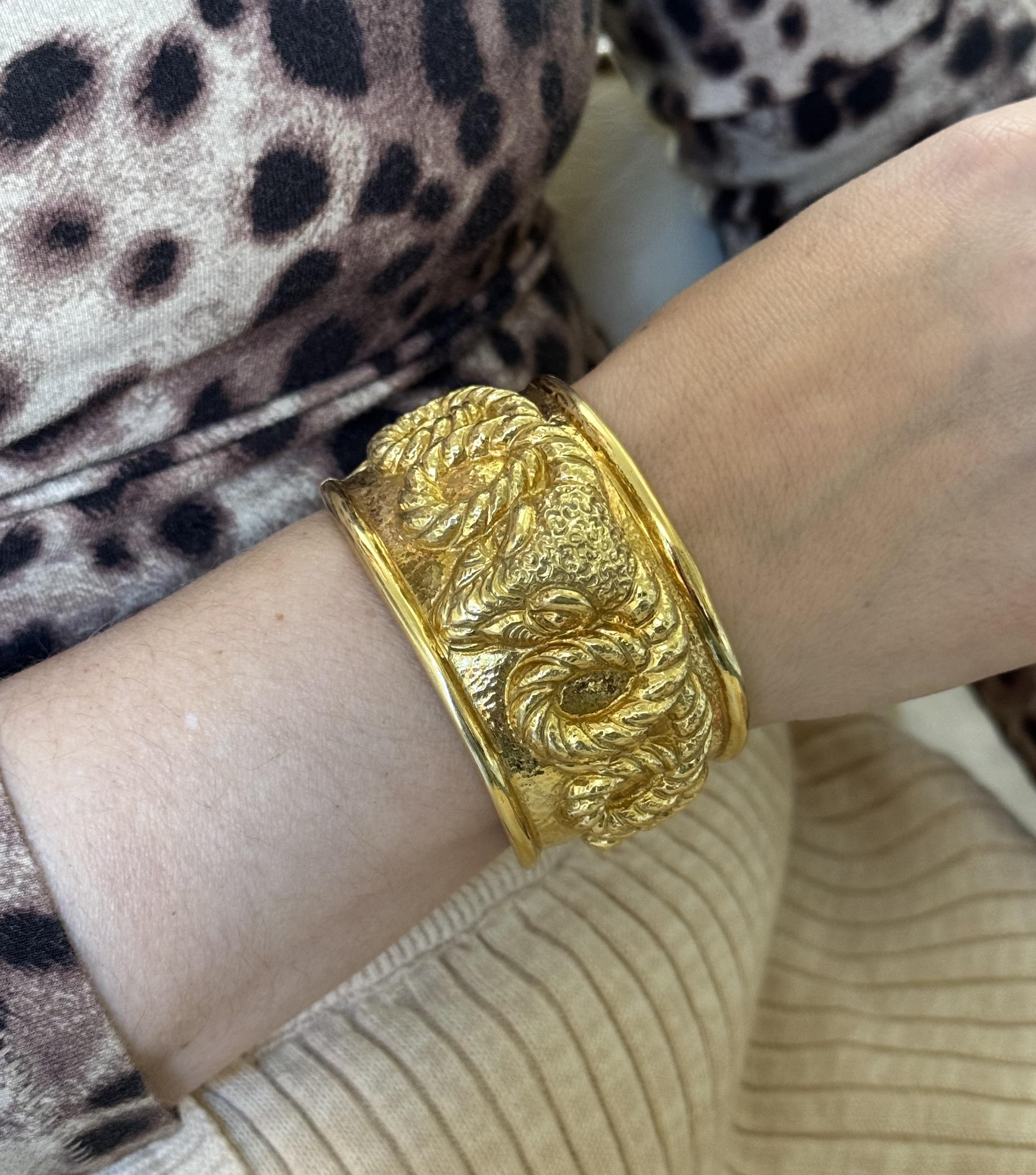 David Webb Repoussé Ram's Head Cuff Bracelet