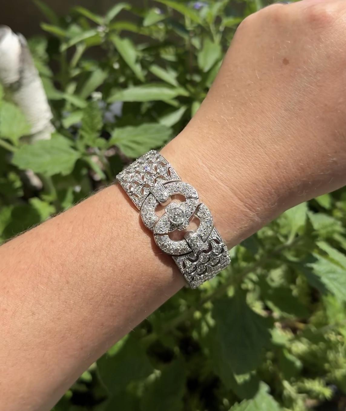 Art Deco 15ctw Diamond Platinum Bracelet
