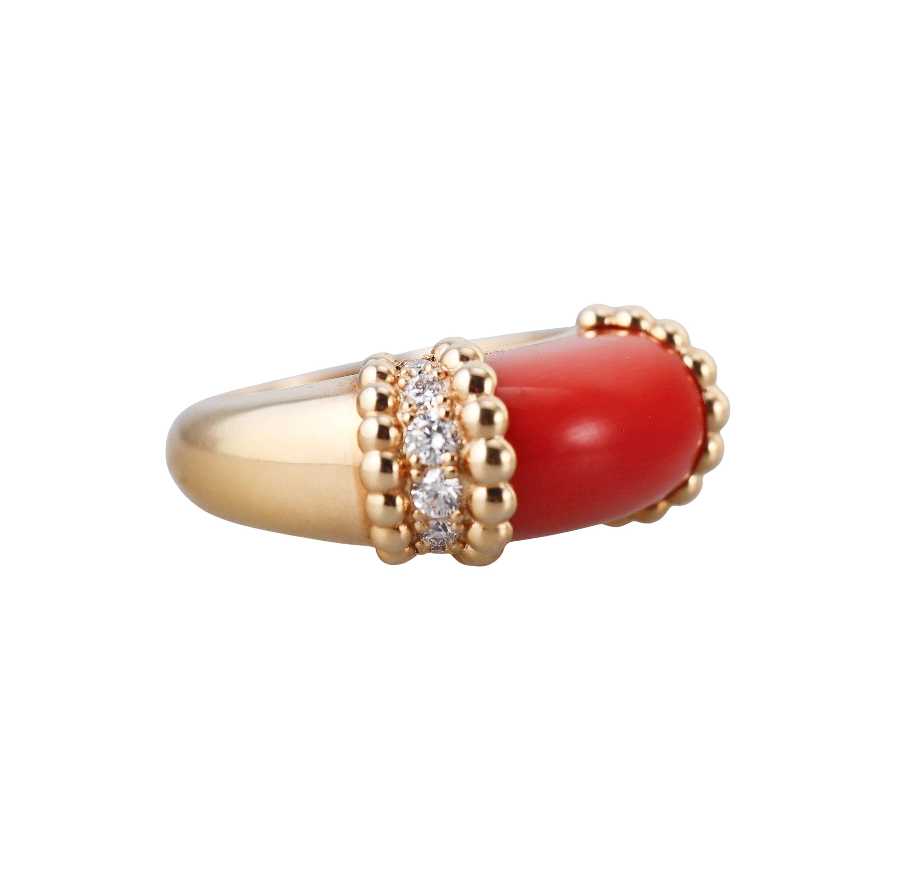 Van Cleef & Arpels Perlee Couleurs Coral Diamond Ring