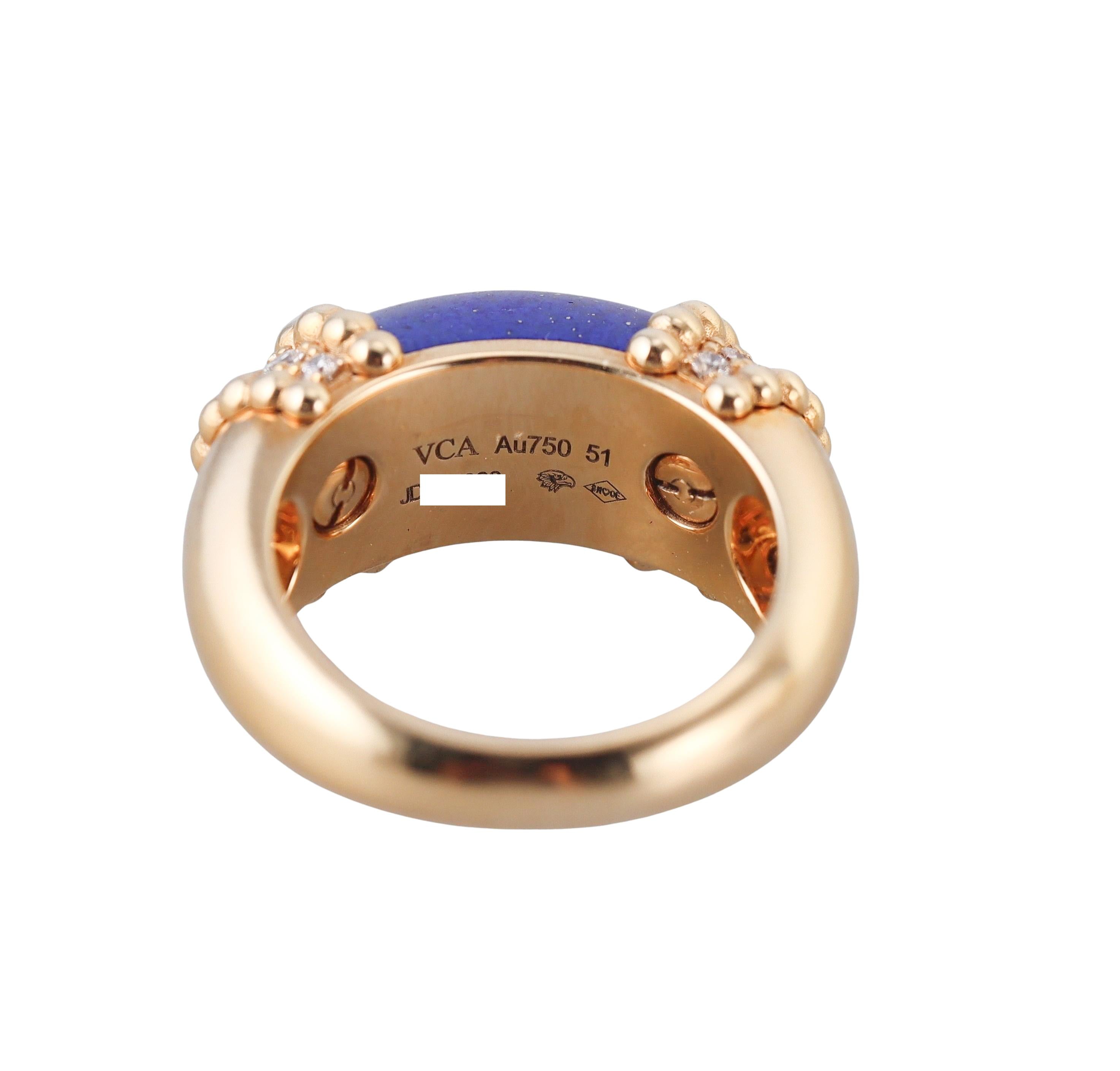 Van Cleef & Arpels Perlee Couleurs Lapis Diamond Ring