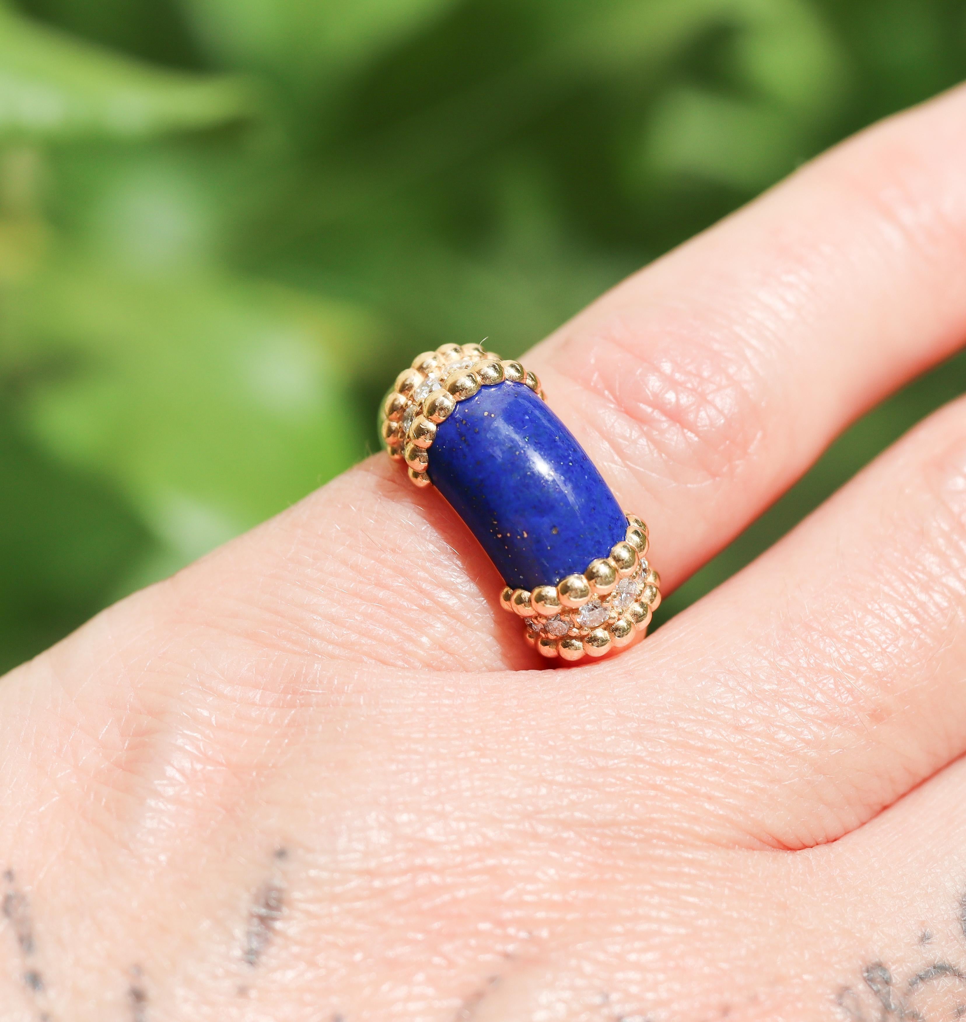 Van Cleef & Arpels Perlee Couleurs Lapis Diamond Ring