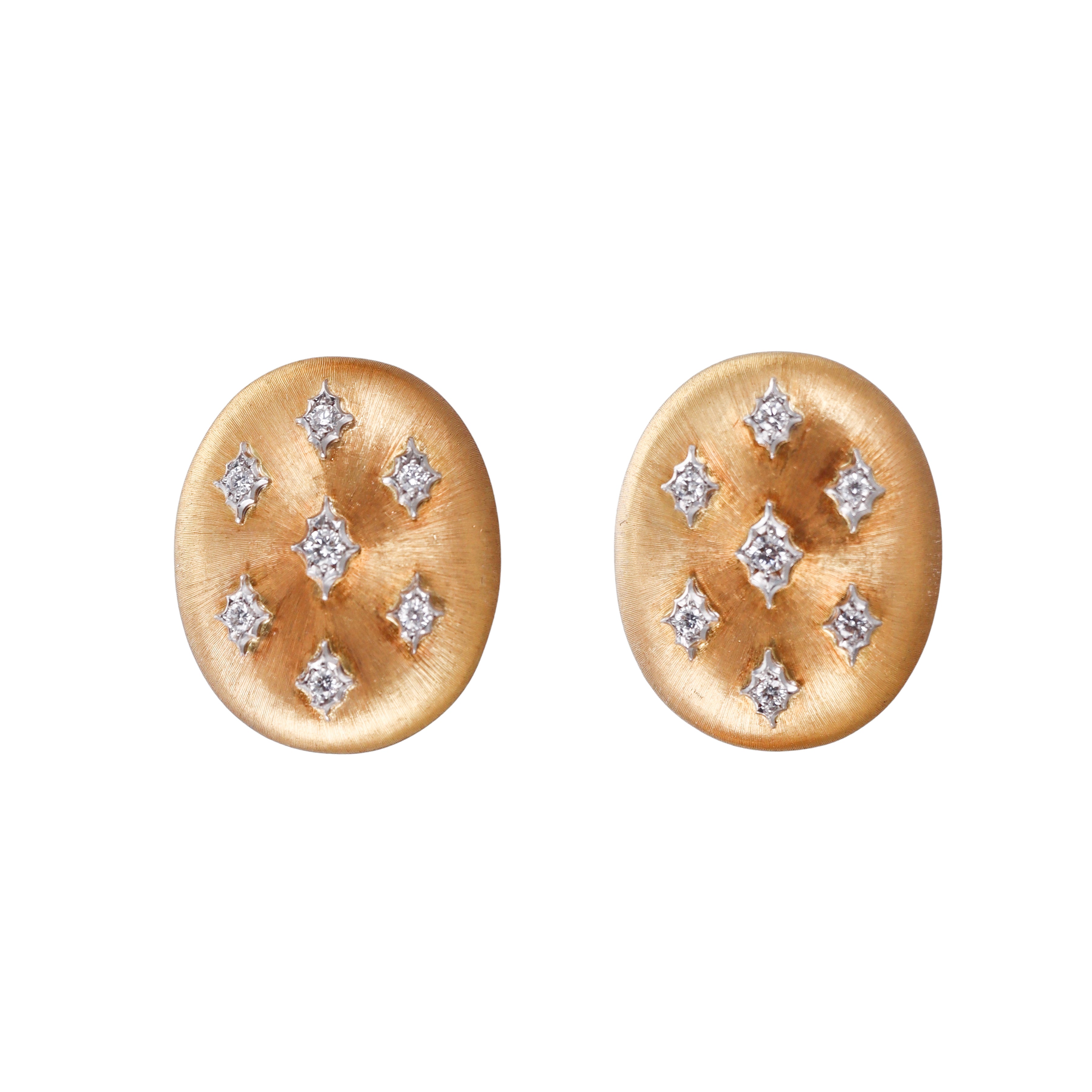 Buccellati Gold Diamond Oval Earrings