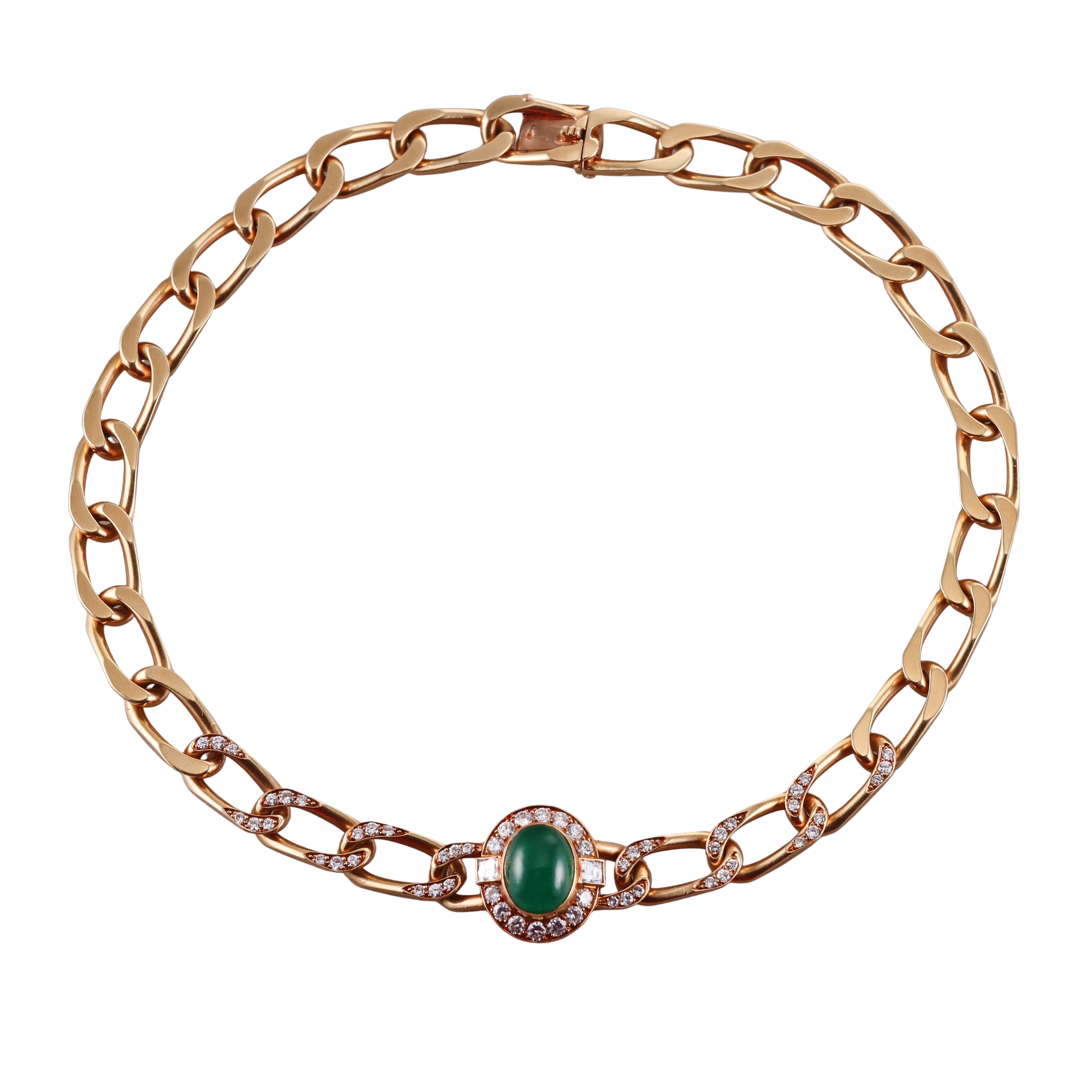 Cartier Paris Diamond Emerald Gold Choker Necklace