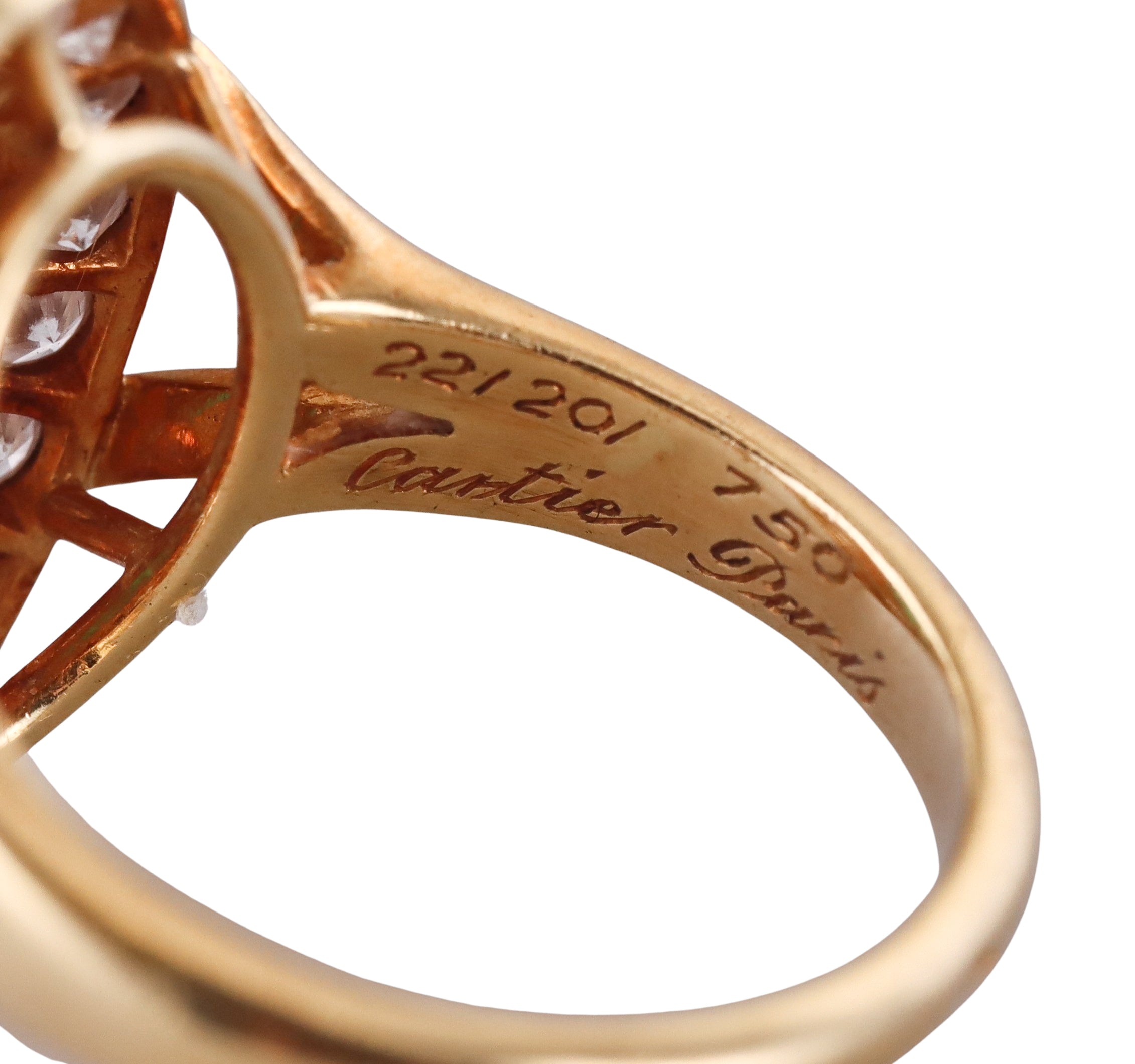 Cartier Paris Diamond Emerald Gold Ring