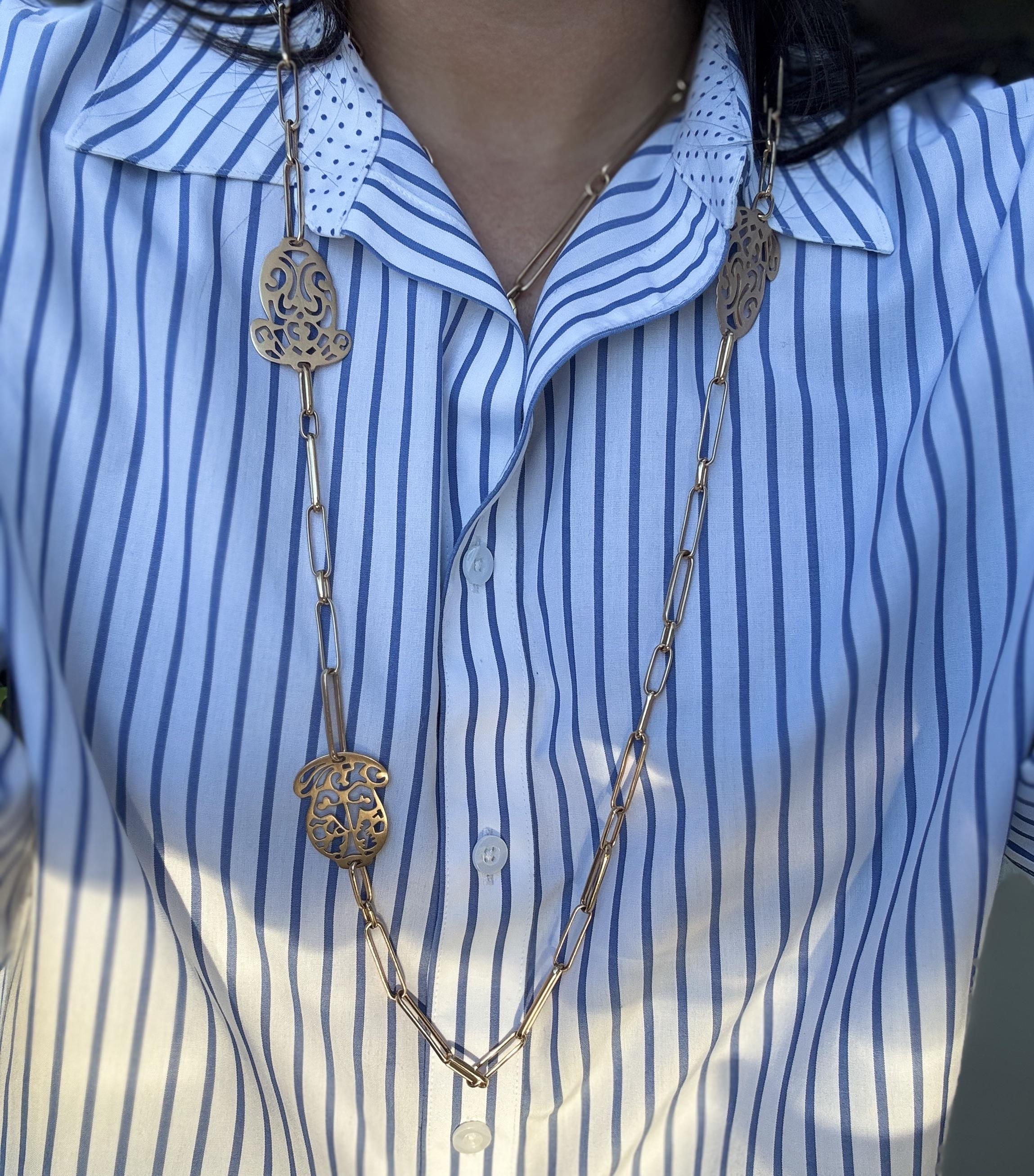 Pomellato Ming Rose Gold Fancy Diamond Long Station Necklace