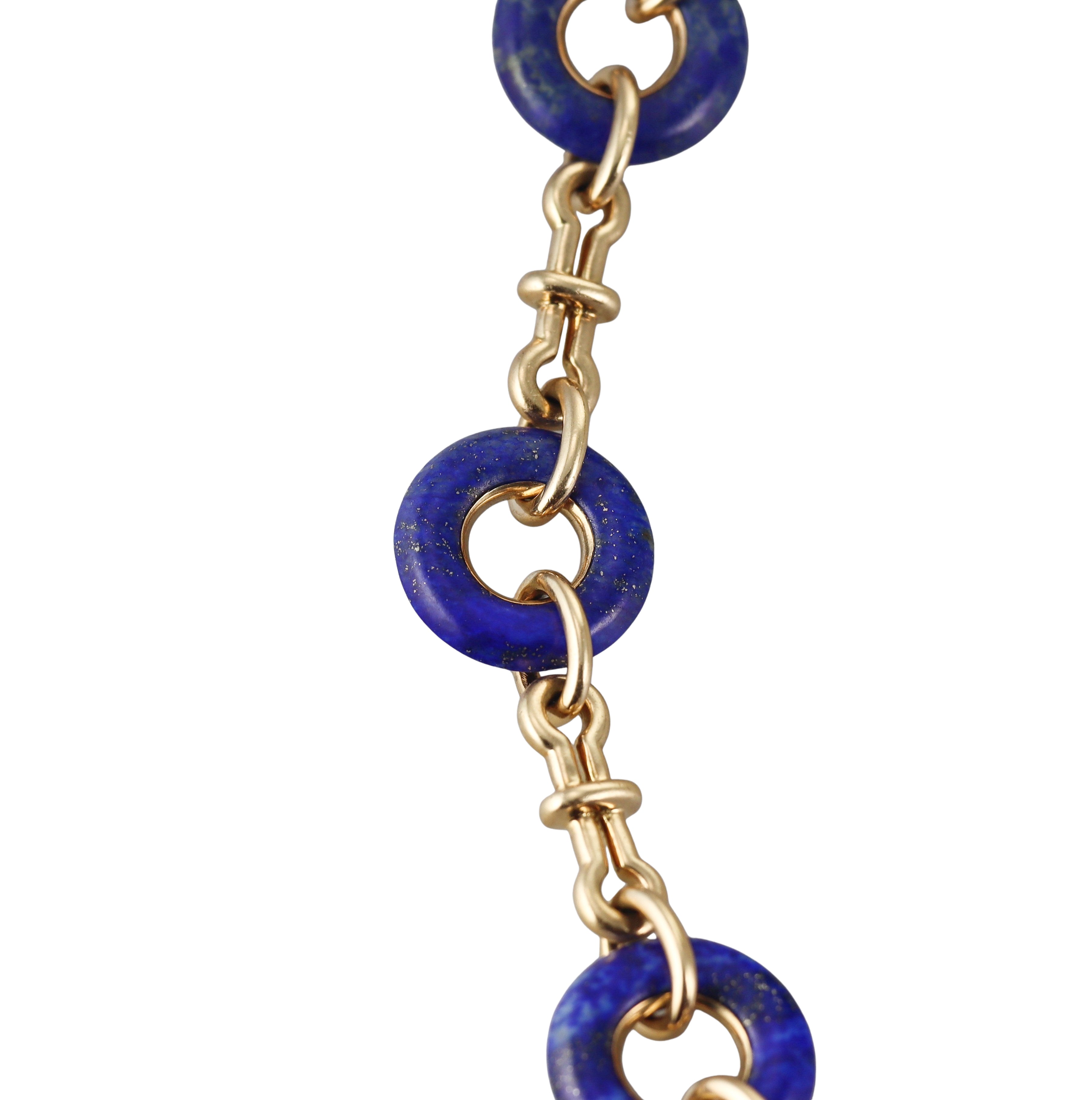 David Webb Lapis Link Yellow Gold Necklace