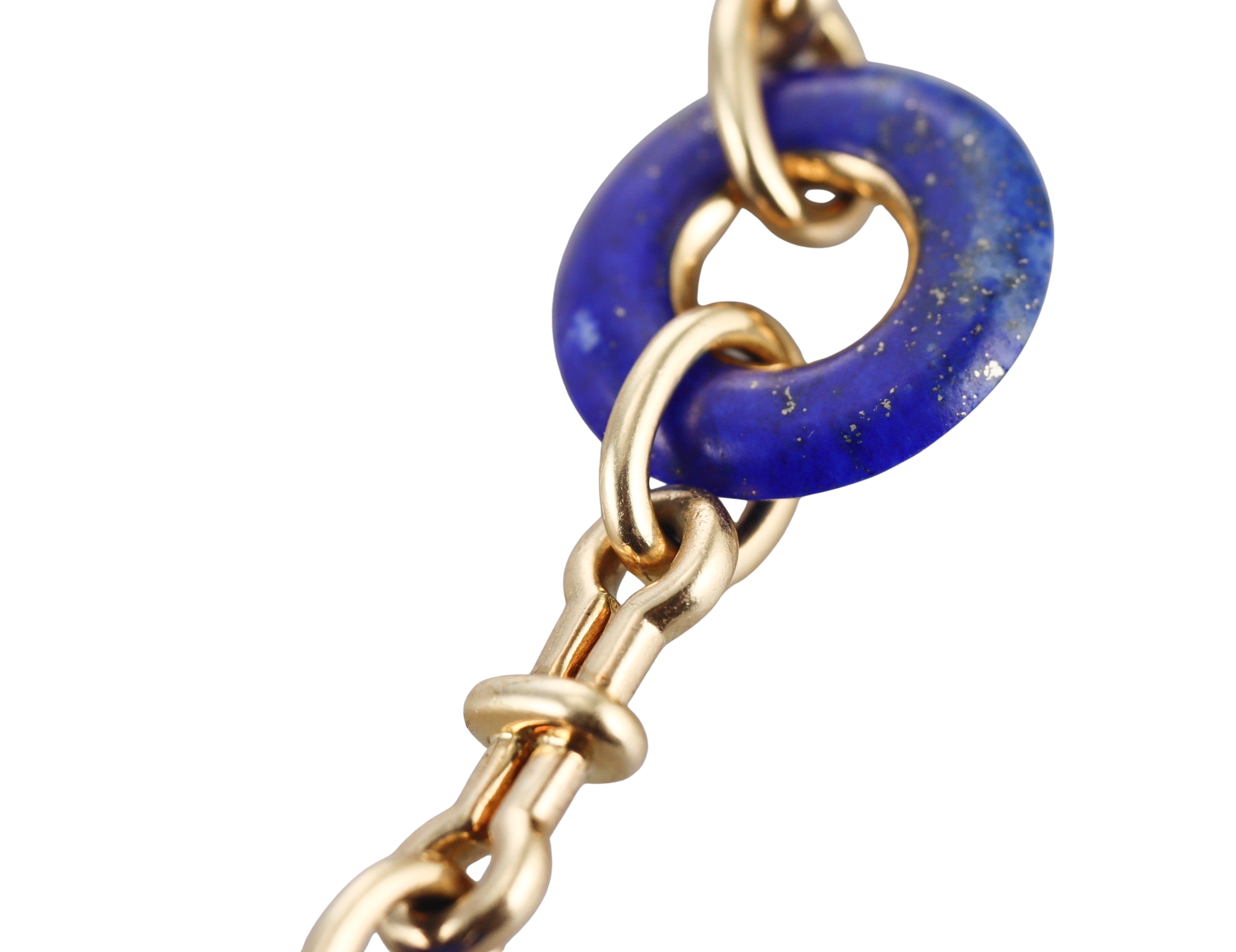 David Webb Lapis Link Yellow Gold Necklace