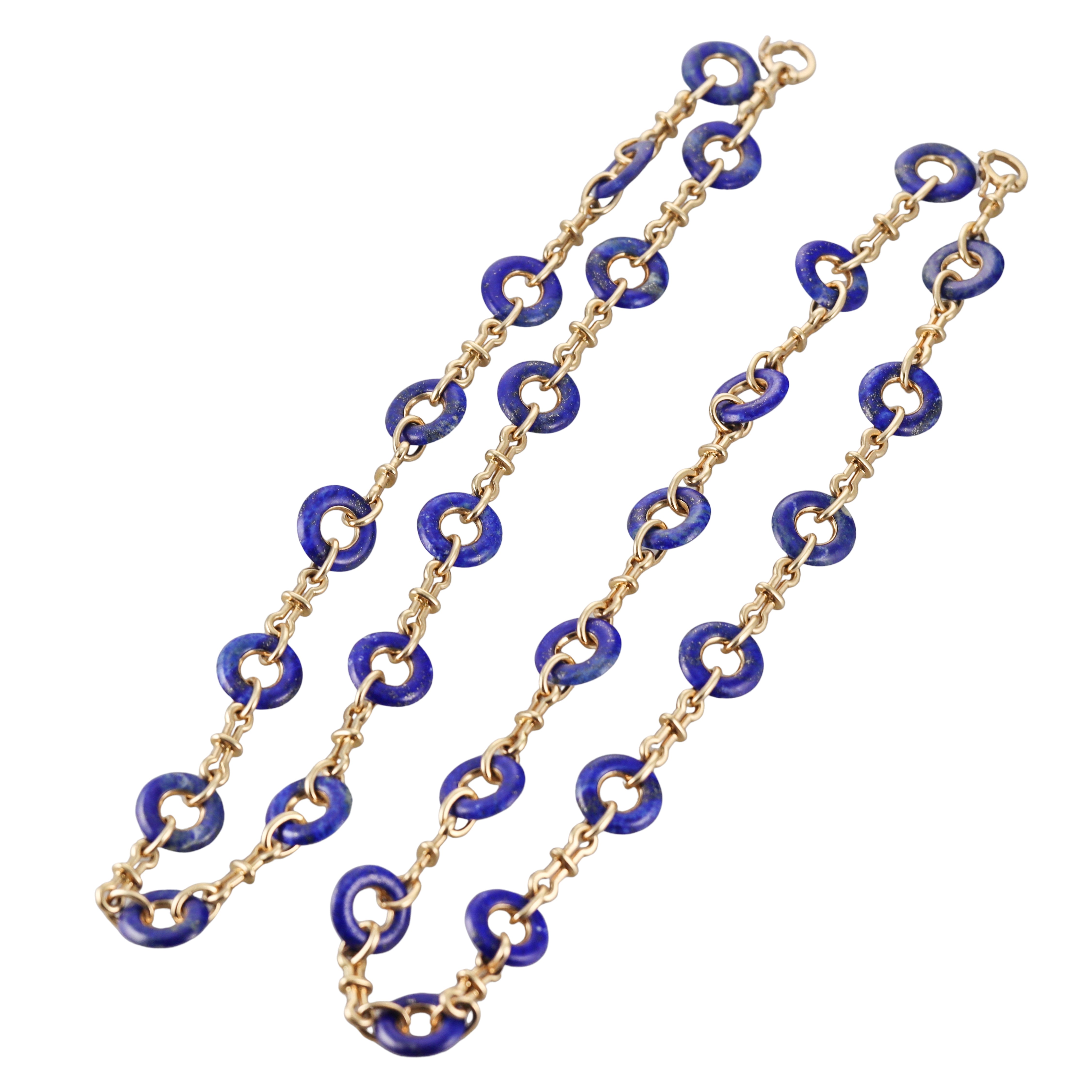 David Webb Lapis Link Yellow Gold Necklace