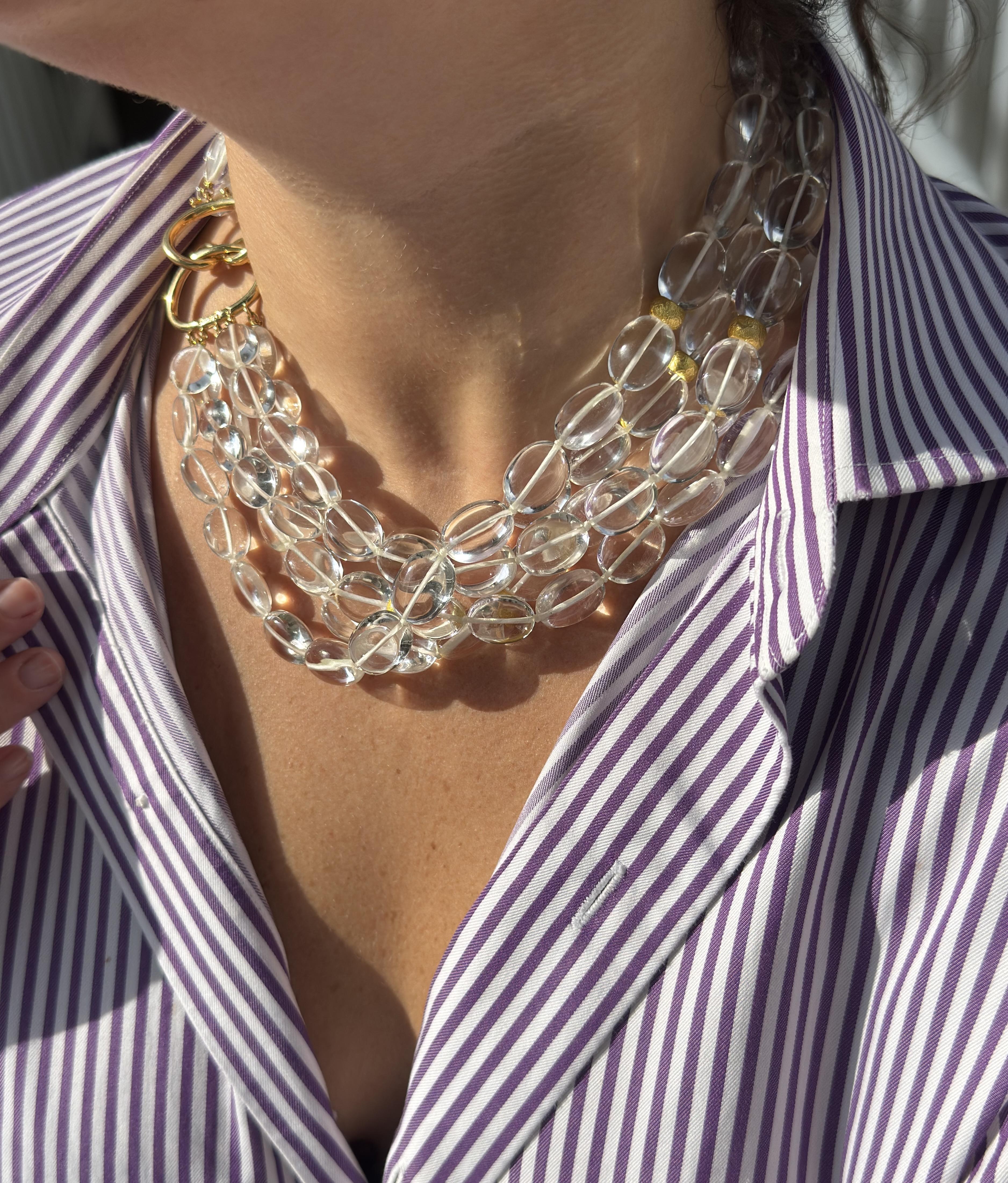 Verdura Crystal Gold Torsade Necklace