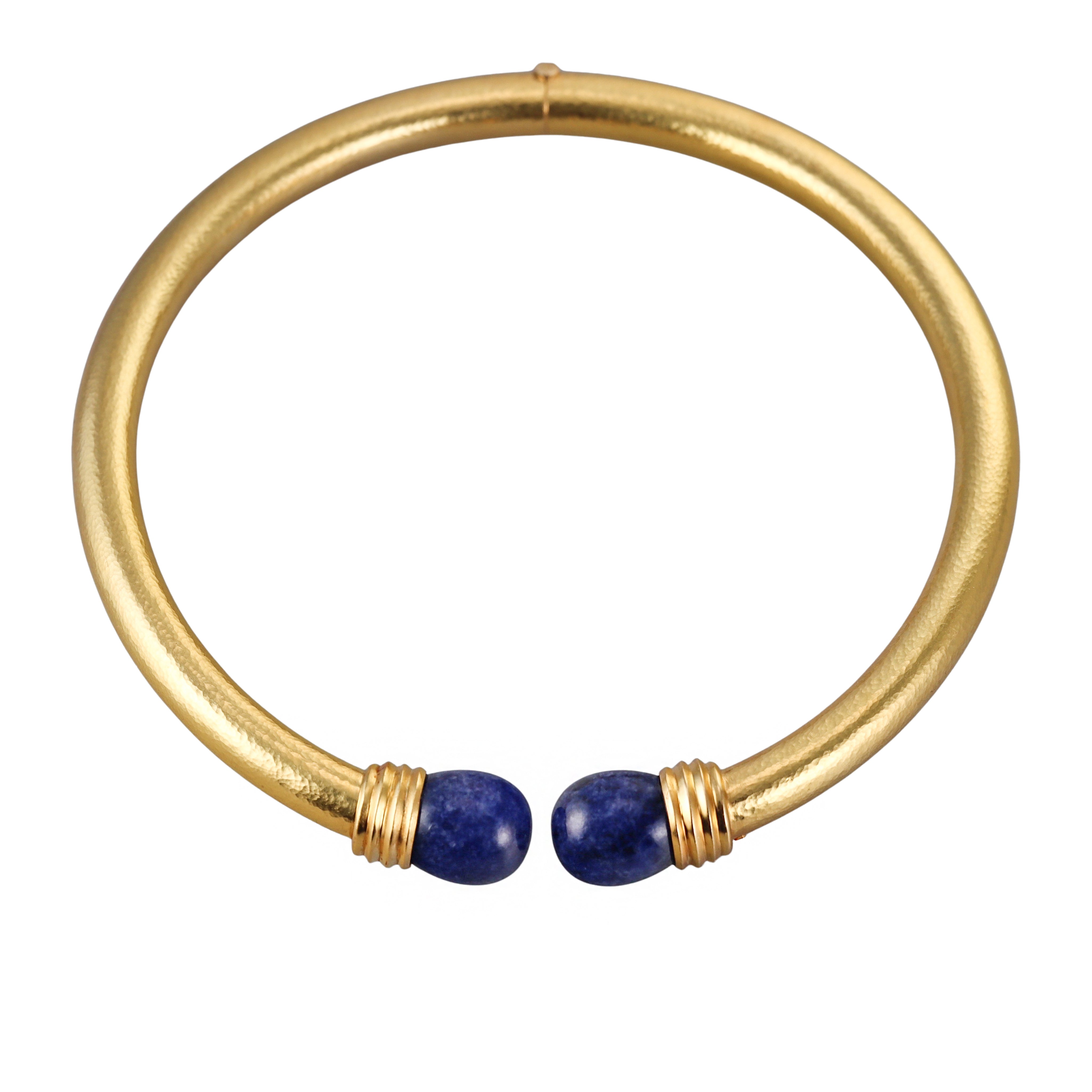 Lalaounis Greece Yellow Gold Sodalite Collar Necklace