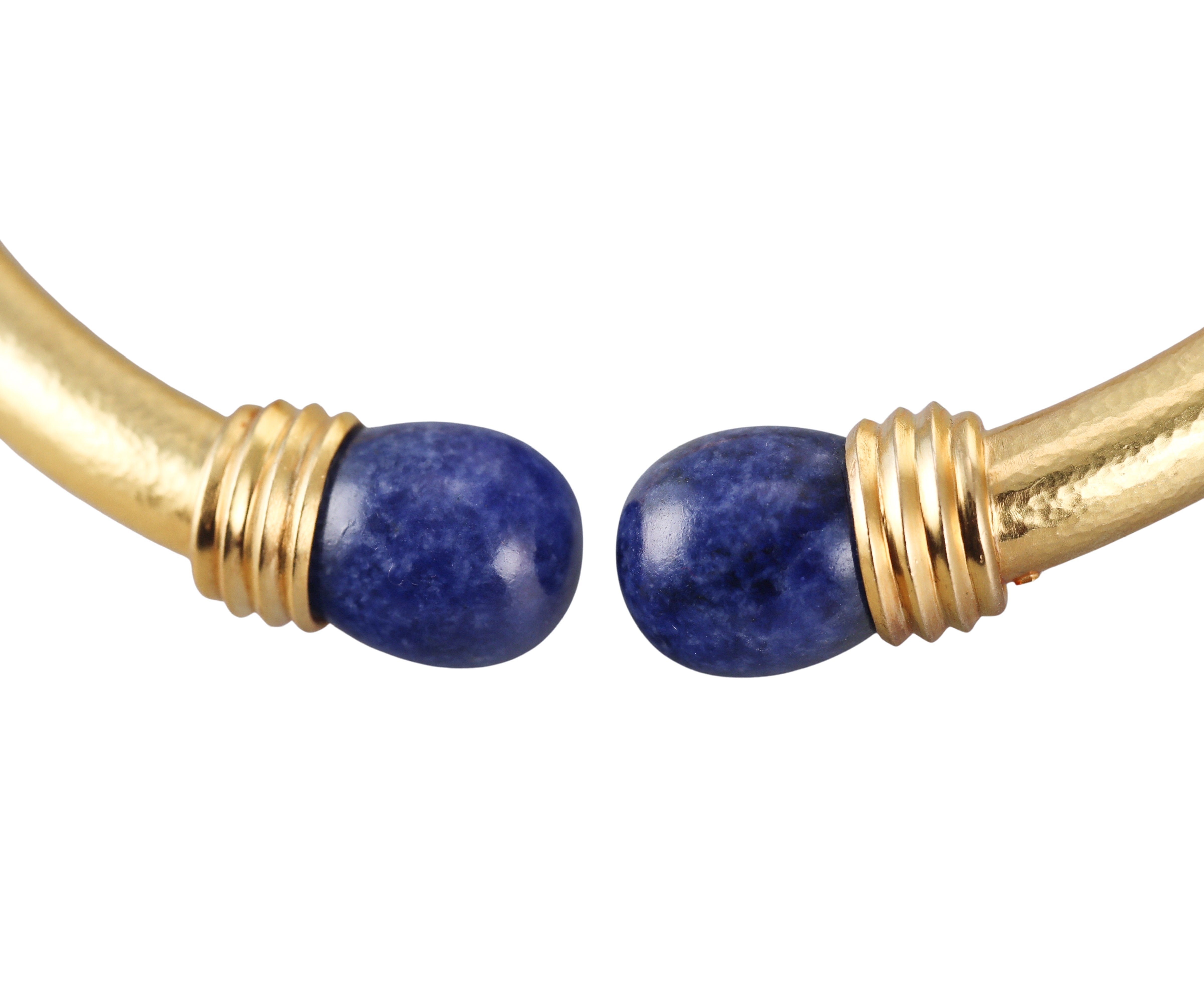 Lalaounis Greece Yellow Gold Sodalite Collar Necklace