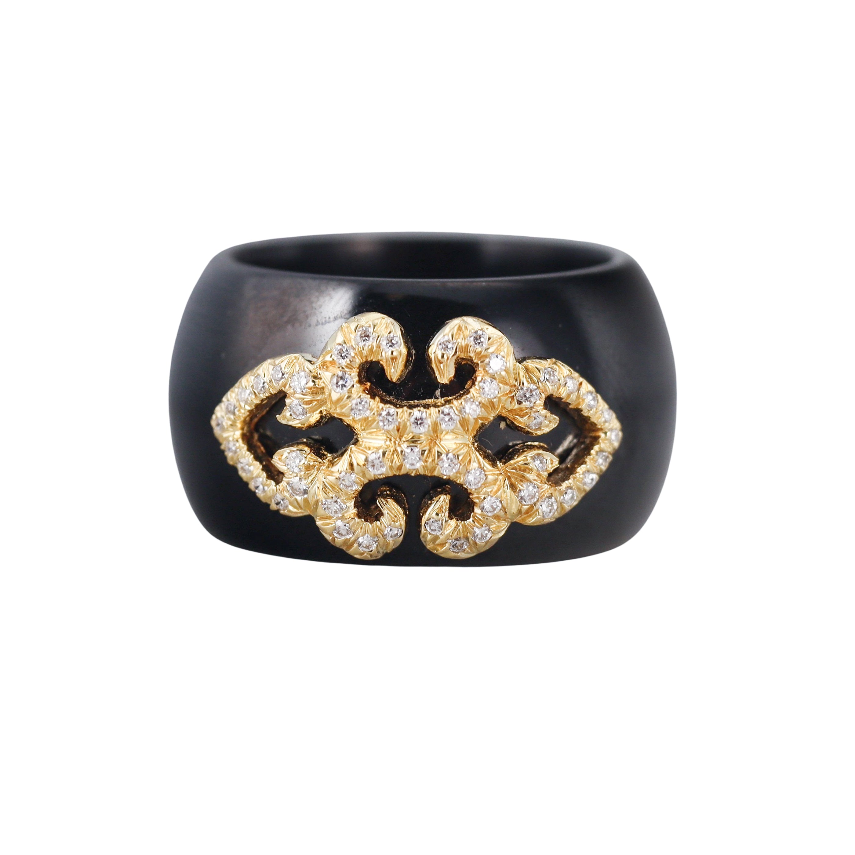 Henry Dunay Black Jade Diamond Gold Band Ring