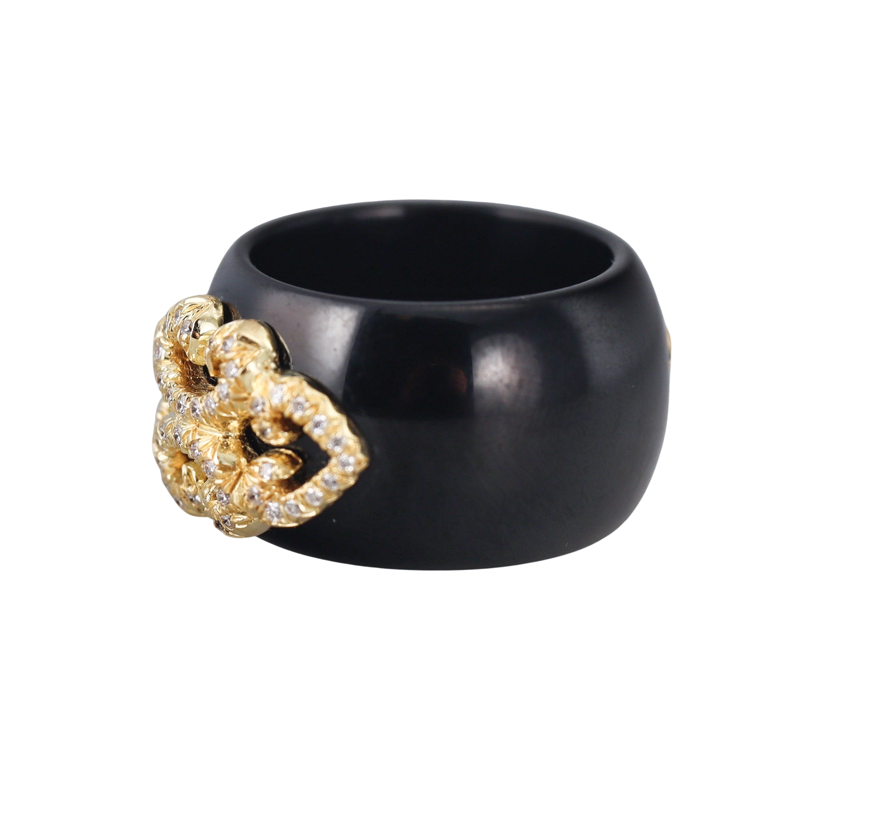 Henry Dunay Black Jade Diamond Gold Band Ring