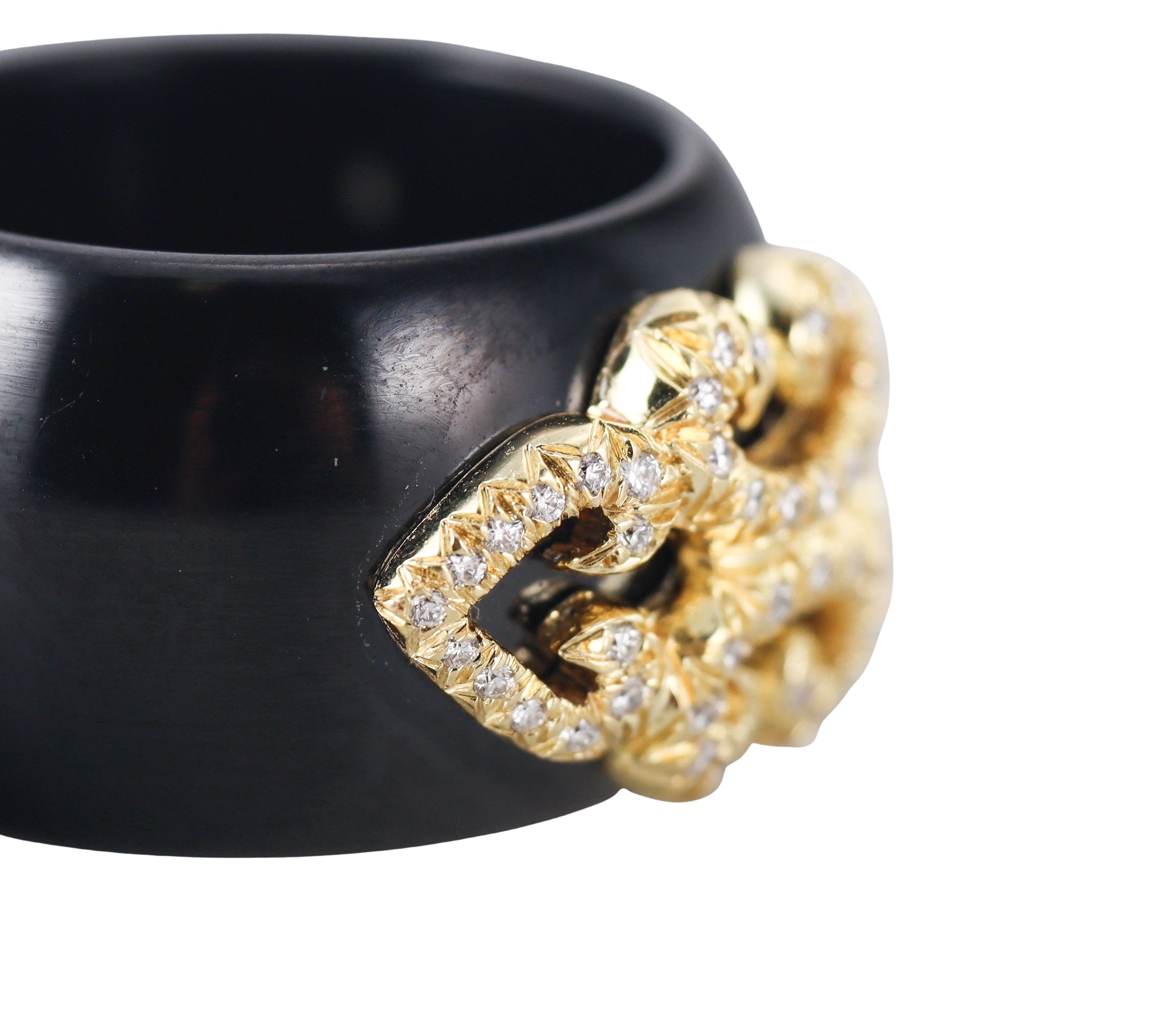 Henry Dunay Black Jade Diamond Gold Band Ring
