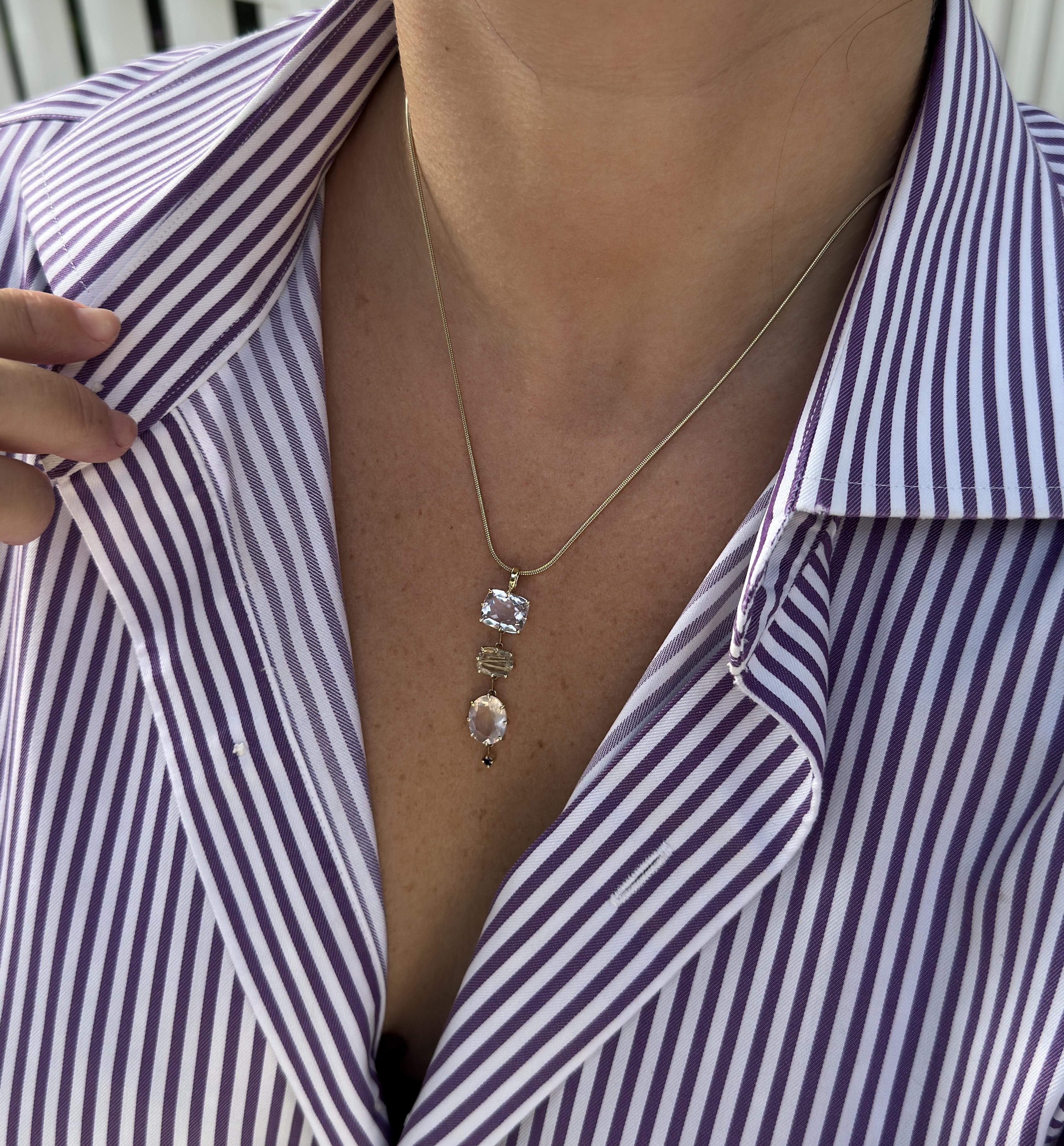 H. Stern Sunrise Quartz Amethyst Sapphire Gold Pendant Necklace