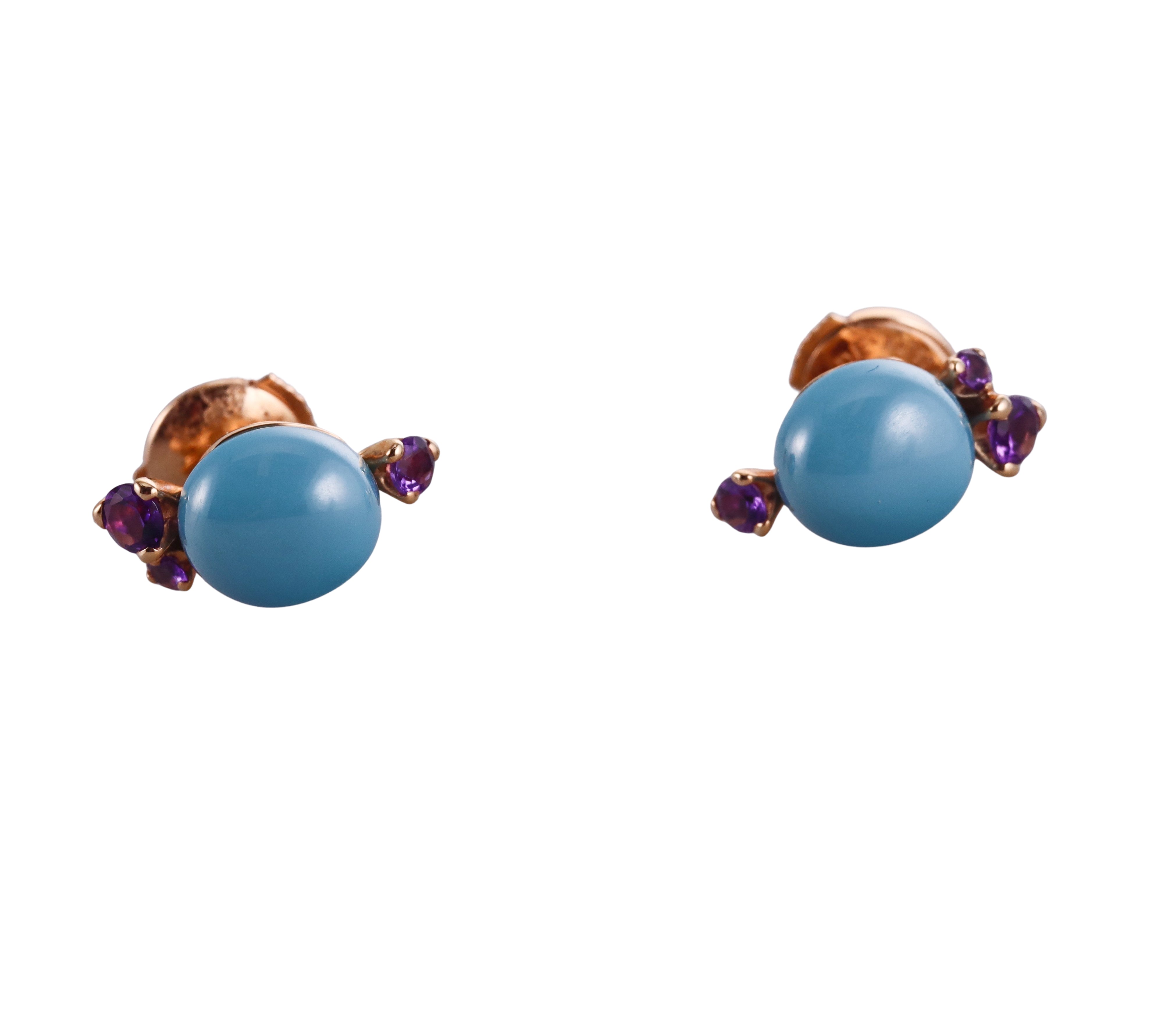 Pomellato Capri Blue Ceramic Amethyst Rose Gold Earrings