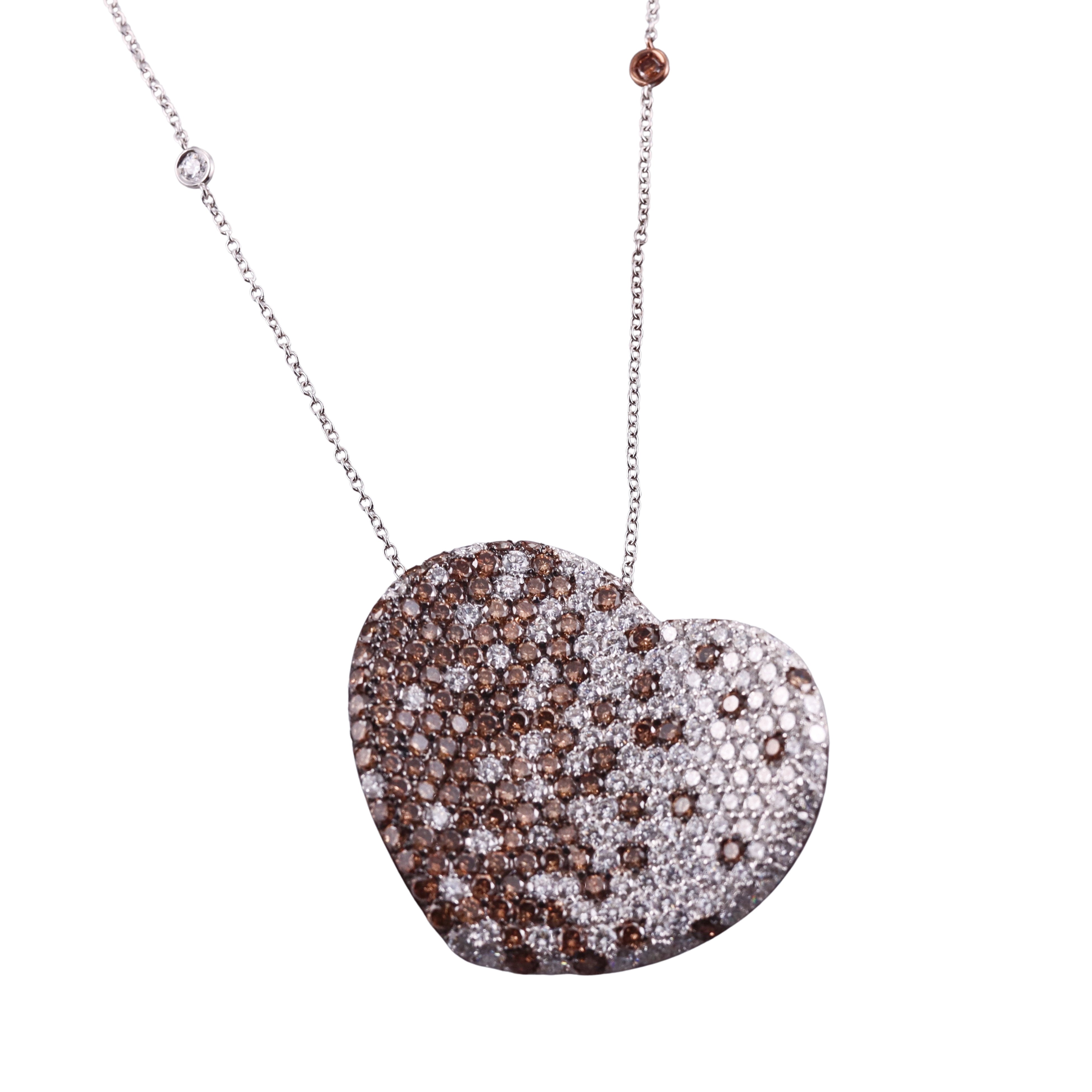 Pasquale Bruni Gold 10.66ctw Fancy Diamond Heart Necklace