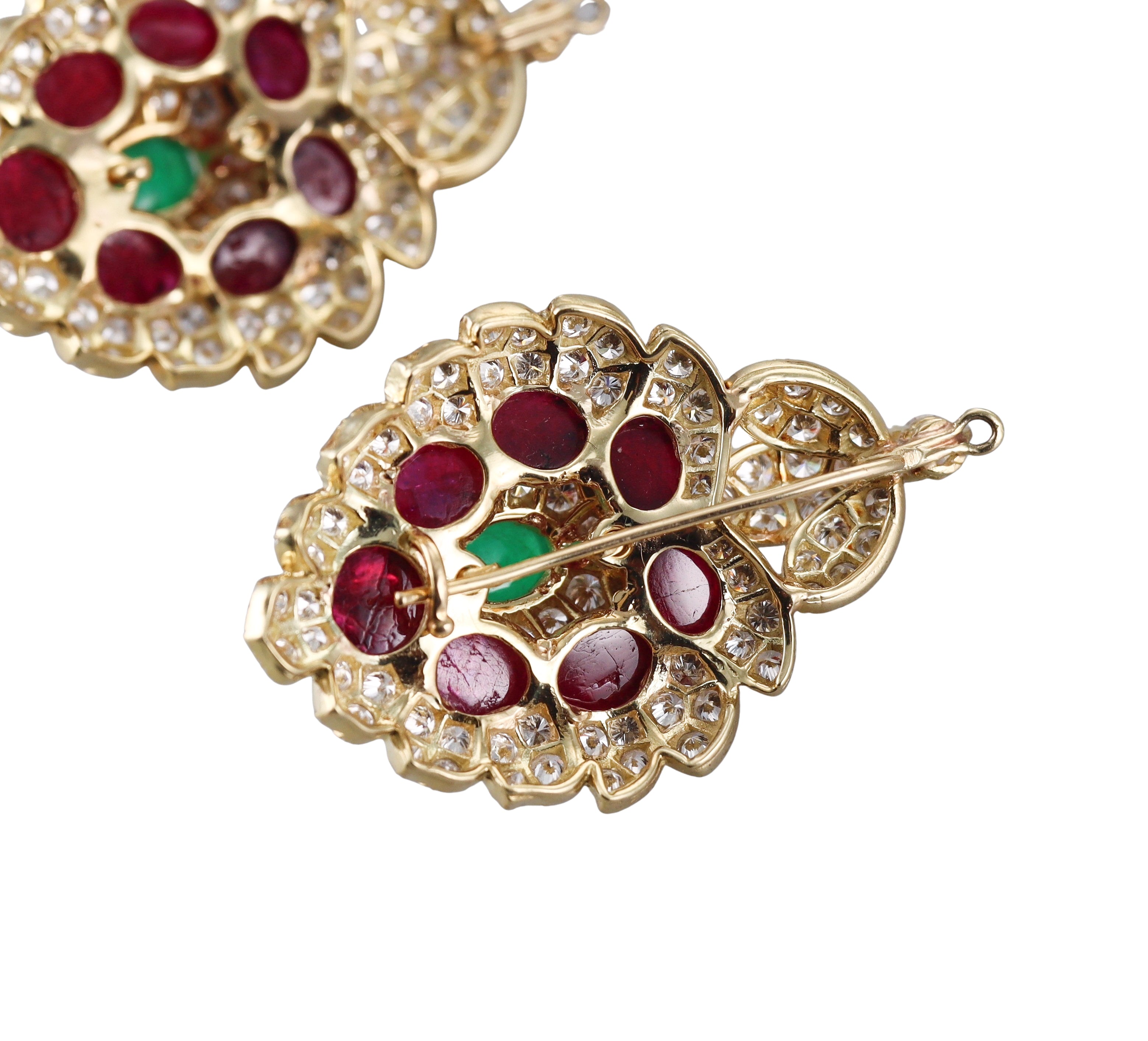 David Webb Diamond Ruby Emerald Gold Night & Day Earrings