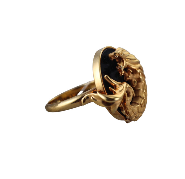 Carrera y Carrera Circles Dragon Onyx Gold Ring