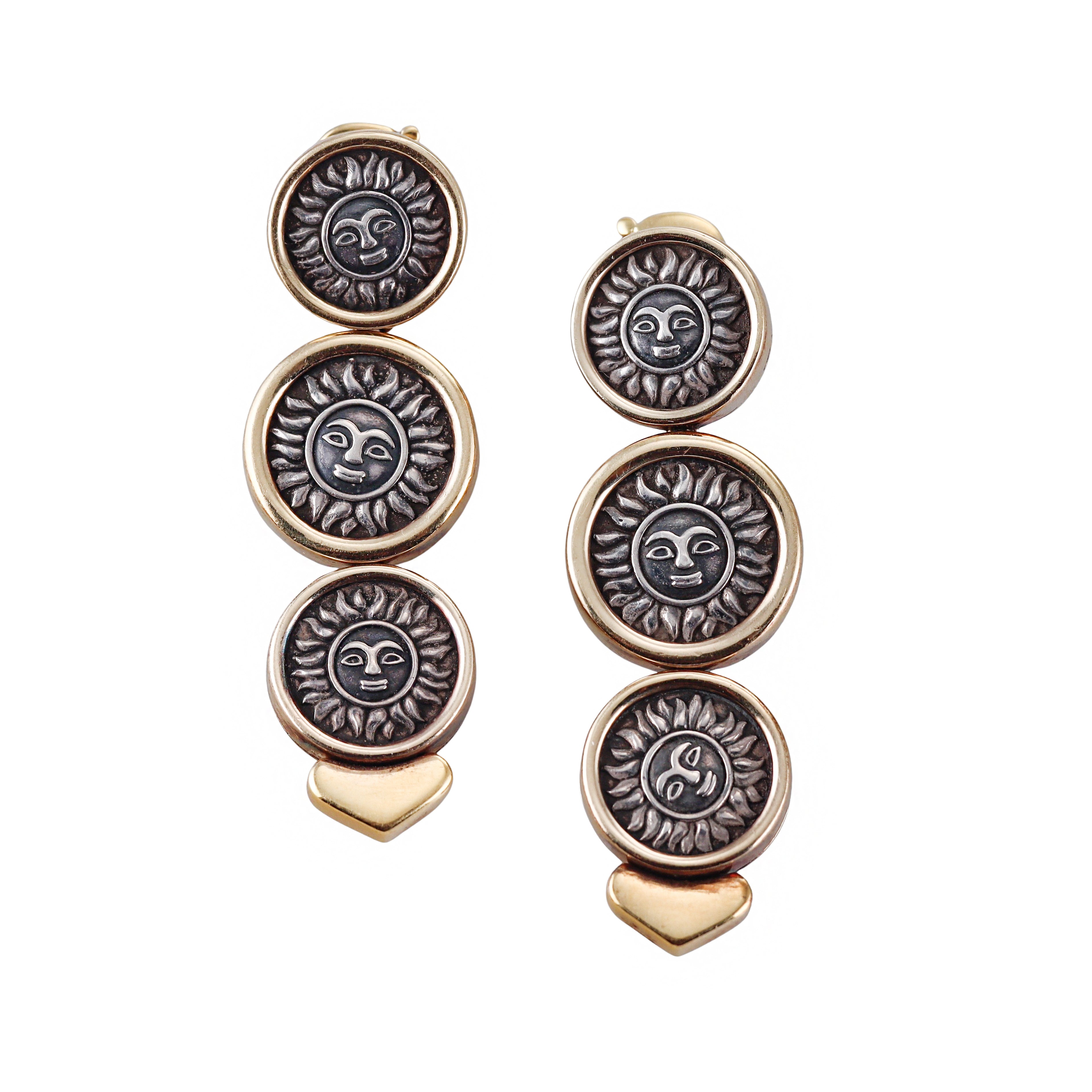 Marina B Soleil Gold Silver Drop Earrings
