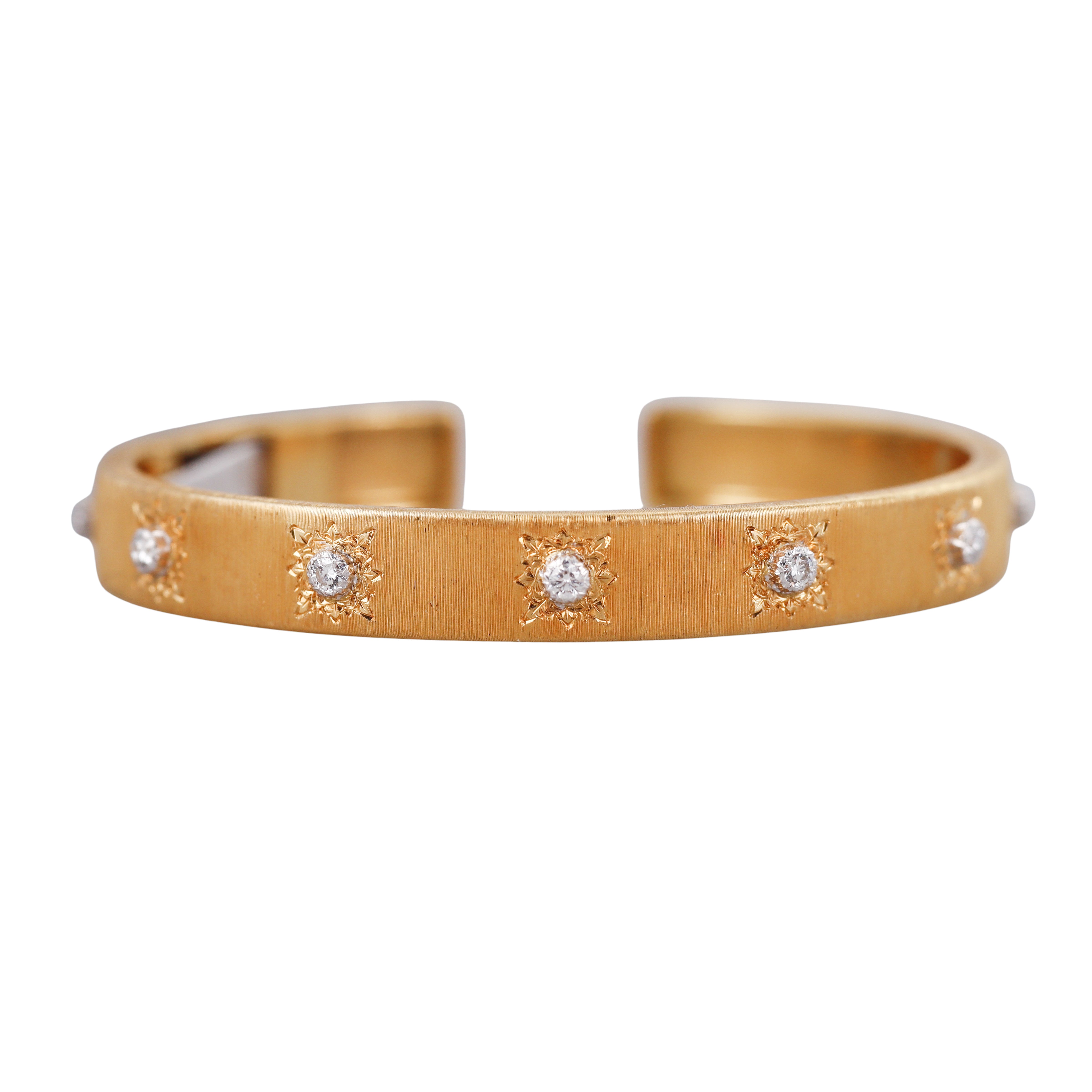 Buccellati Yellow Gold Diamond Classic Cuff Bracelet