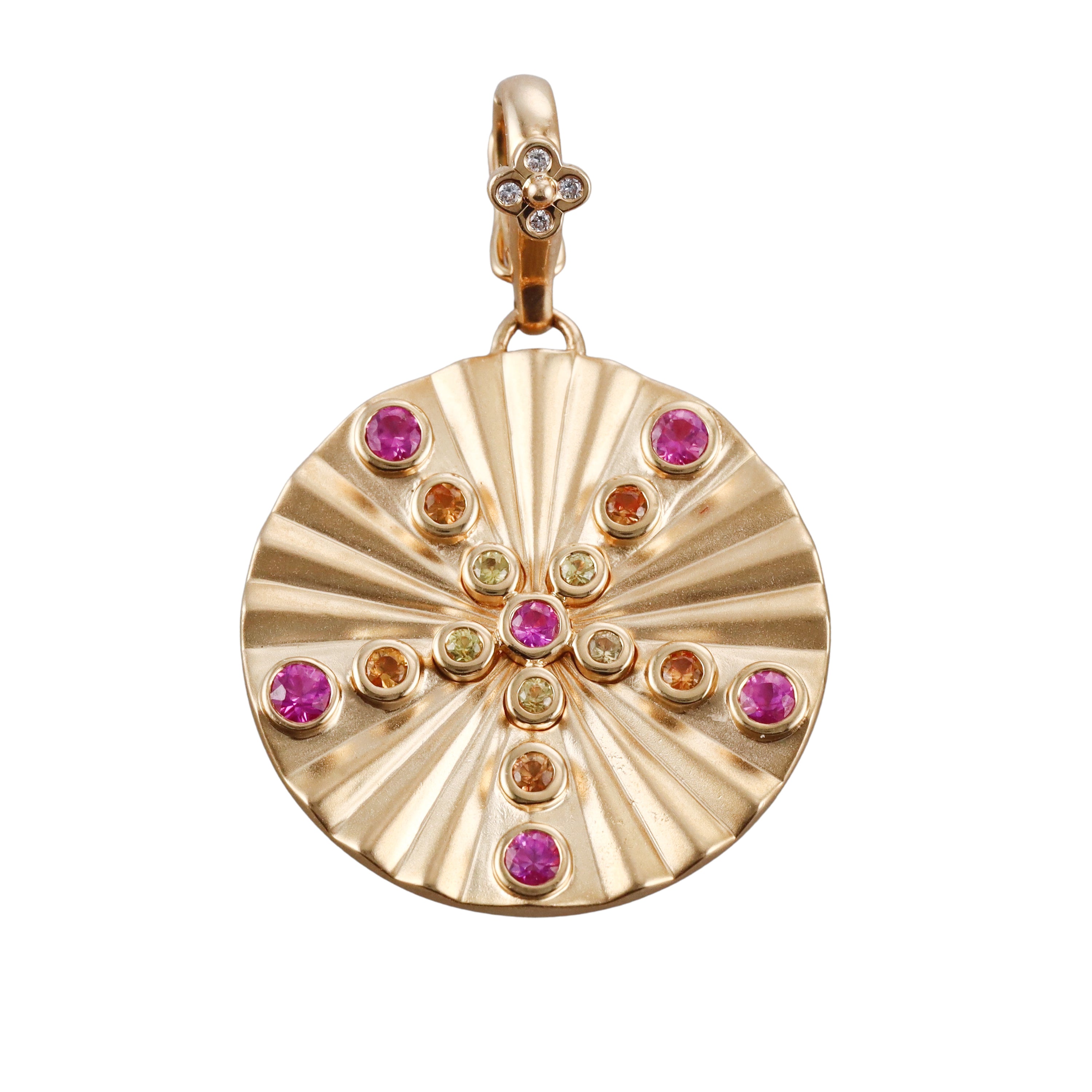Orly Marcel Gold Multi Color Sapphire Diamond Shine Pendant