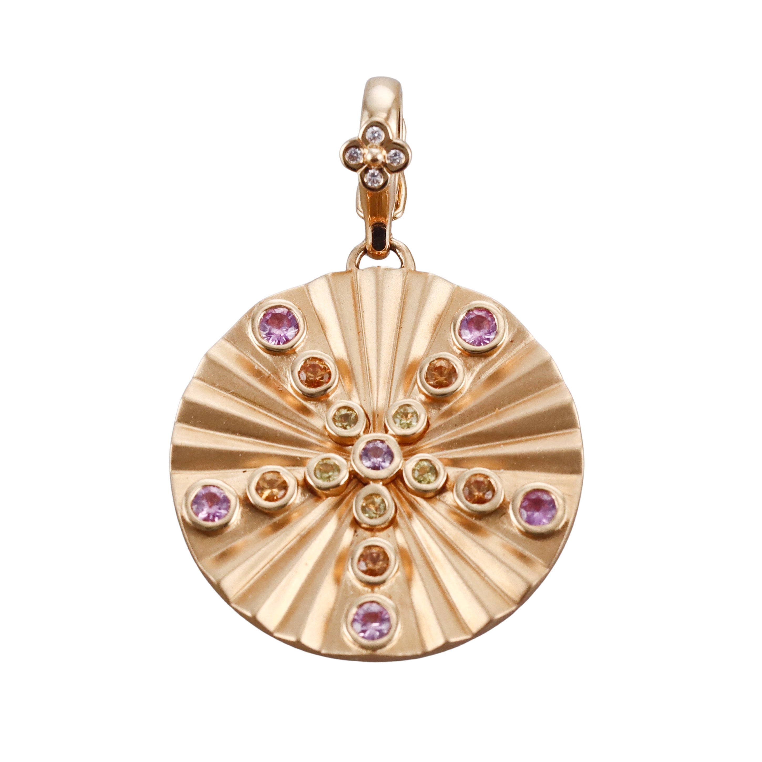 Orly Marcel Gold Multi Color Sapphire Diamond Shine Pendant