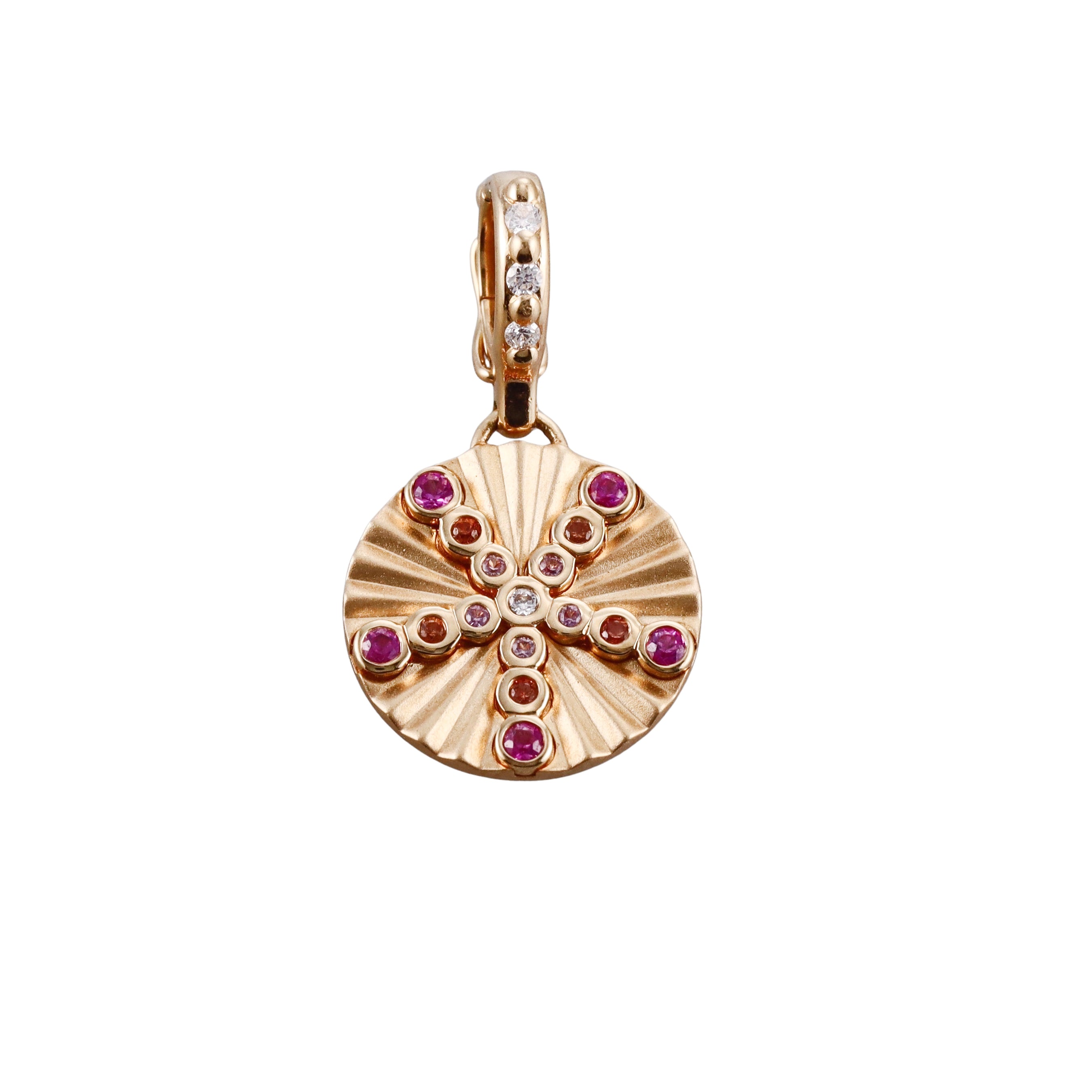 Orly Marcel Gold Multi Color Sapphire Diamond Small Shine Pendant